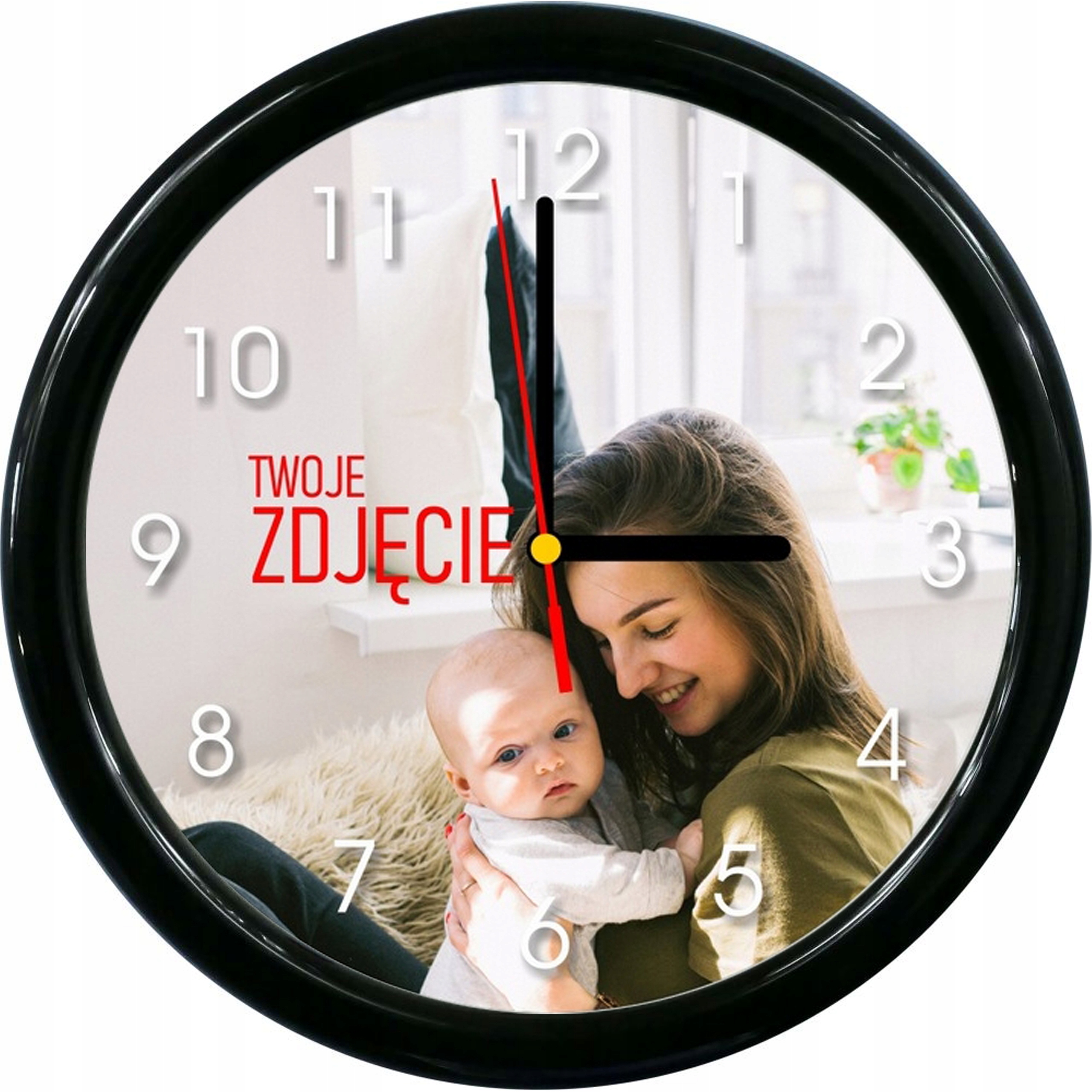 ZEGAR REKLAMOWY ŚCIENNY Z TWOIM ZDJĘCIEM PREZENT LOGO WZÓR GADŻET BIUROWY