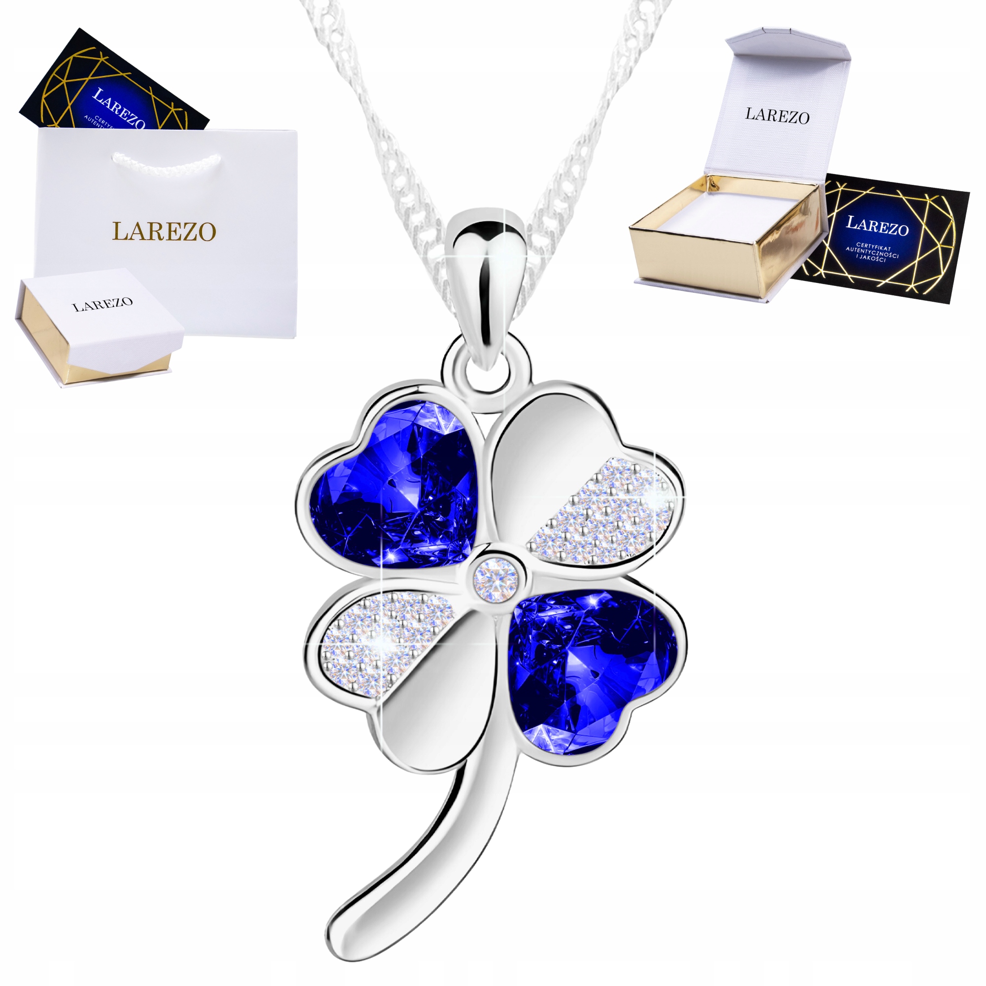 Stříbrný náhrdelník Čtyřlístek Čtyřlístek s bílými zirkony Stříbro 925