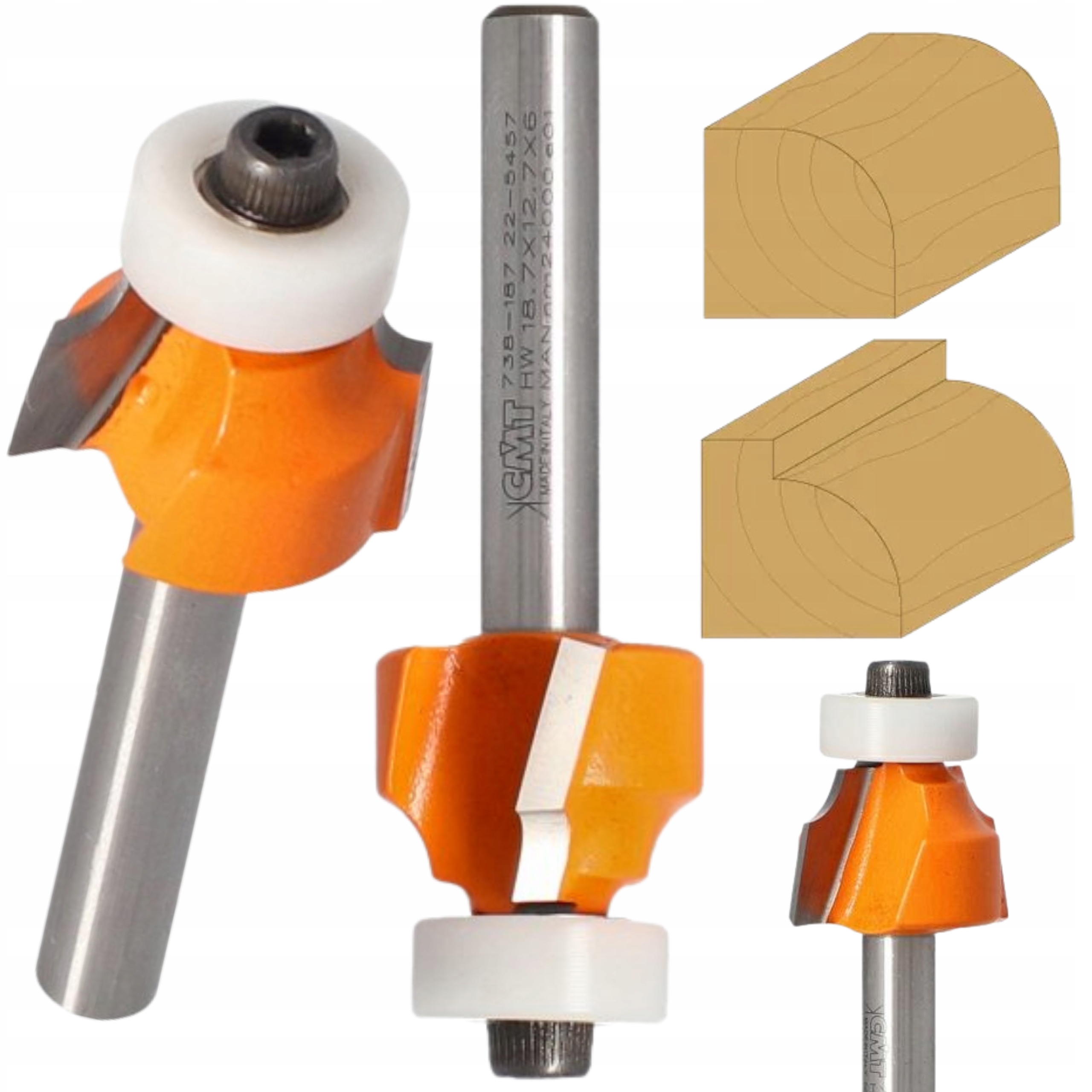 Frez zaokrąglający Z Łożyskiem R3 D=18,7 I=12,7 S6 Z2 Delrin Cmt 738.187.11