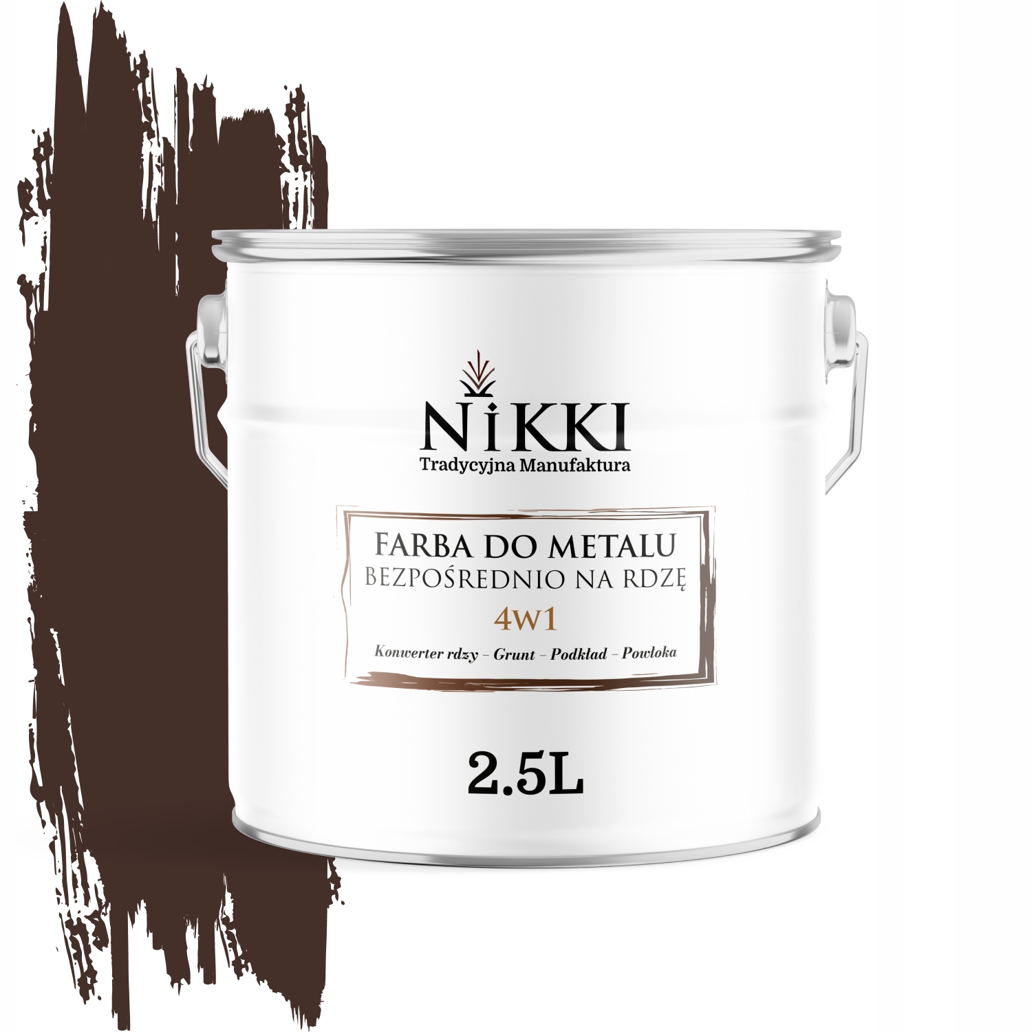 Farba Do Metalu Prosto Na Rdzę Ocynk Czekoladowy Brąz Ral 8017 Mat 2,5L