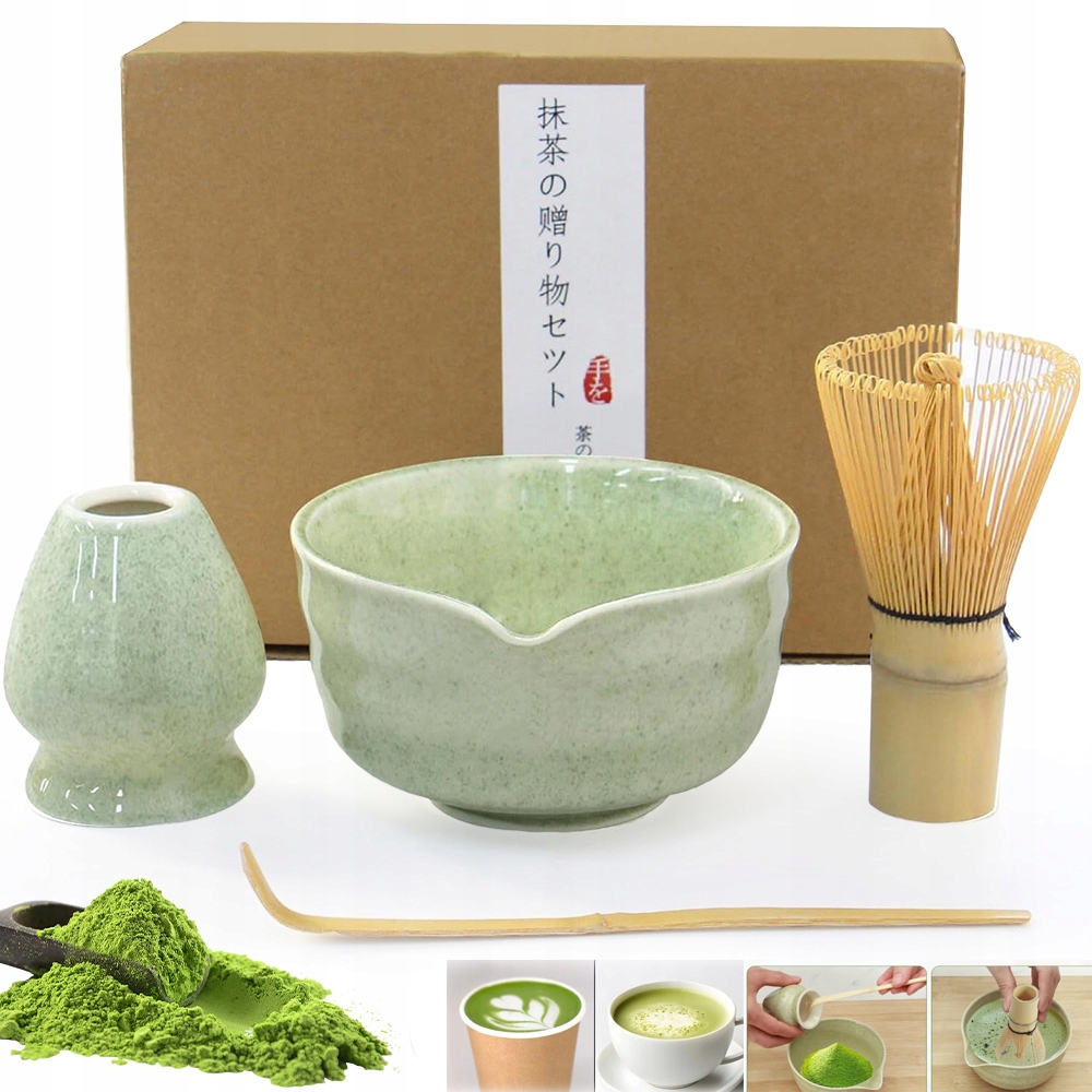 Levně 4V1 Bambusový Čajový Set Matcha S Metlou Matcha S Metličkou A Lžící