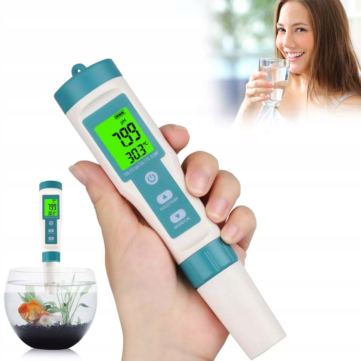 Miernik Ph Metr Tester Kwasomierz Wody Atc Basenowy Termometr Elektroniczny