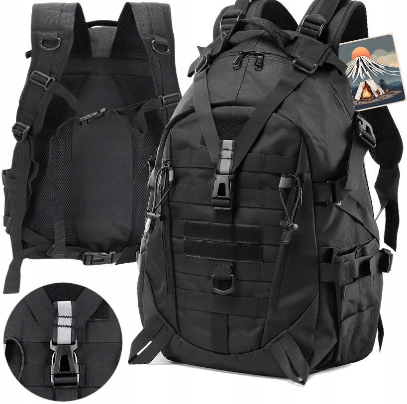 Assault Batoh Vojenský Turistický Vojenský Survival Taktický Černý 35L