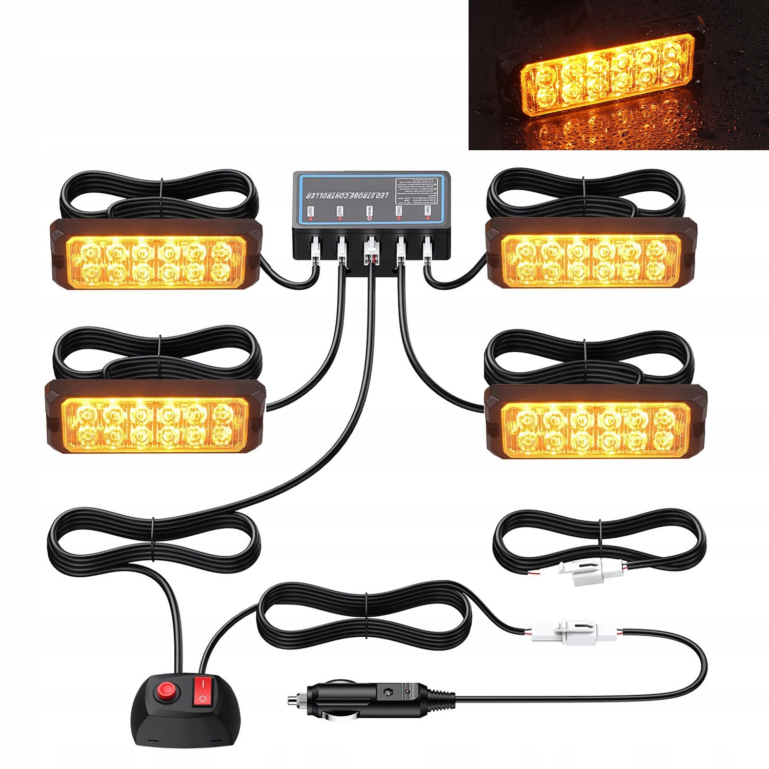4x Výstražné Lampy Stroboskop Pomoc Autopřepravník 12 Led 12V 24V IP67