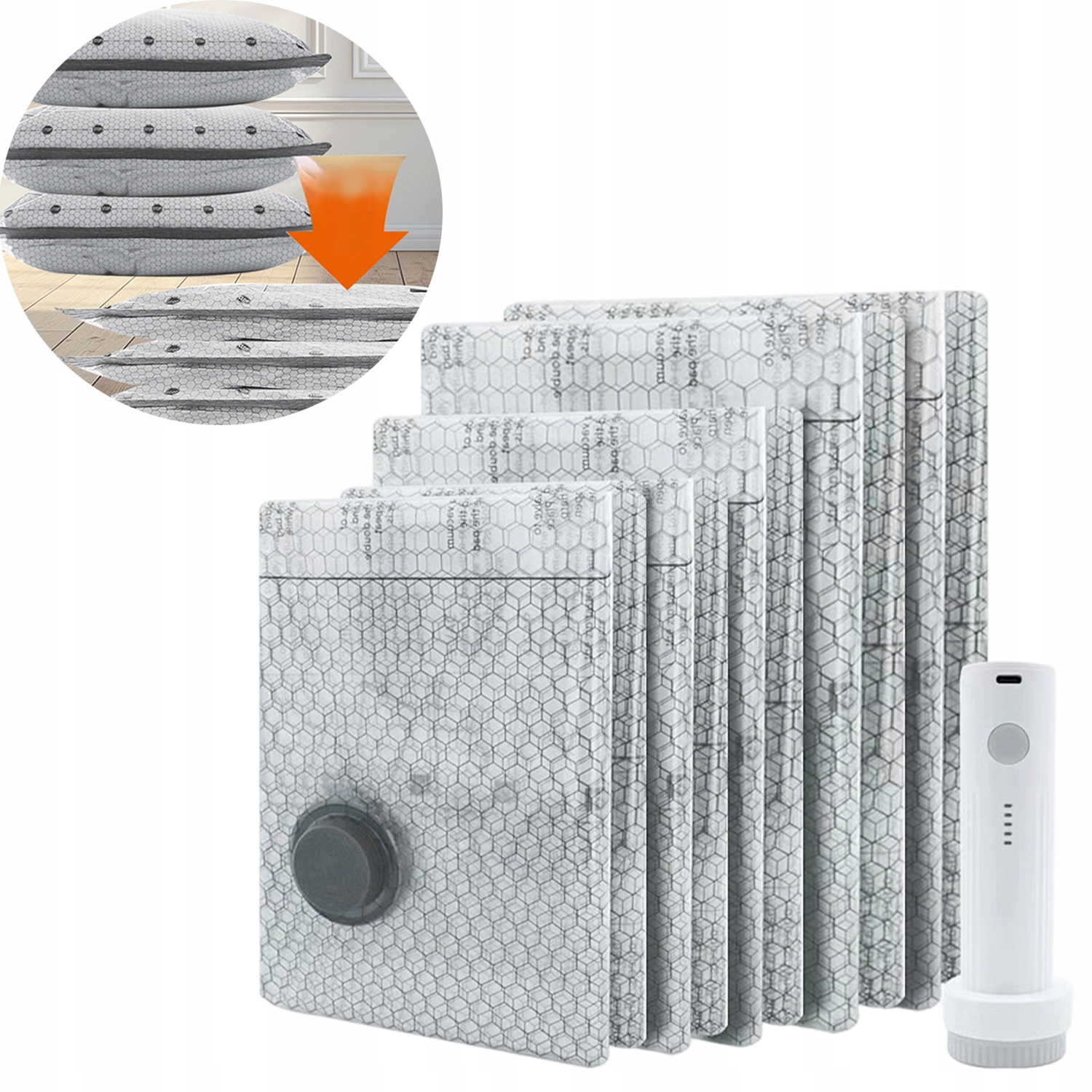 Vakuové Pytle Na Oblečení A Povlečení Sada 12 Kusů Bezdrátová Pumpa