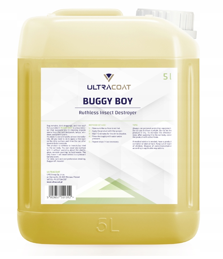 Ultracoat Buggy Boy usuwa owady bezpieczny 5000 ml Packaging Volume 5000 ml