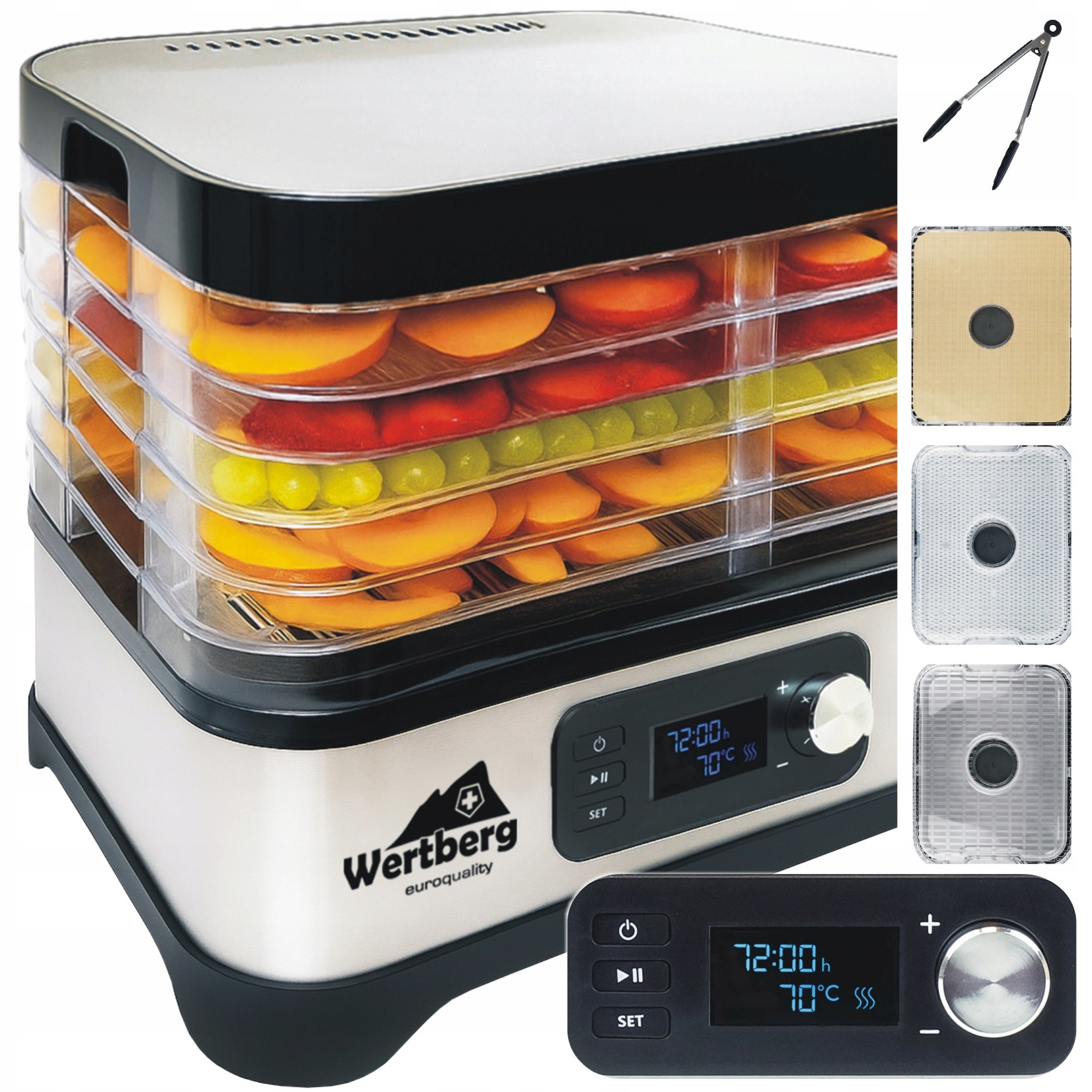 suszarka spożywcza do grzybów owoców warzyw ziół Inox 5 sit 450 W akcesoria