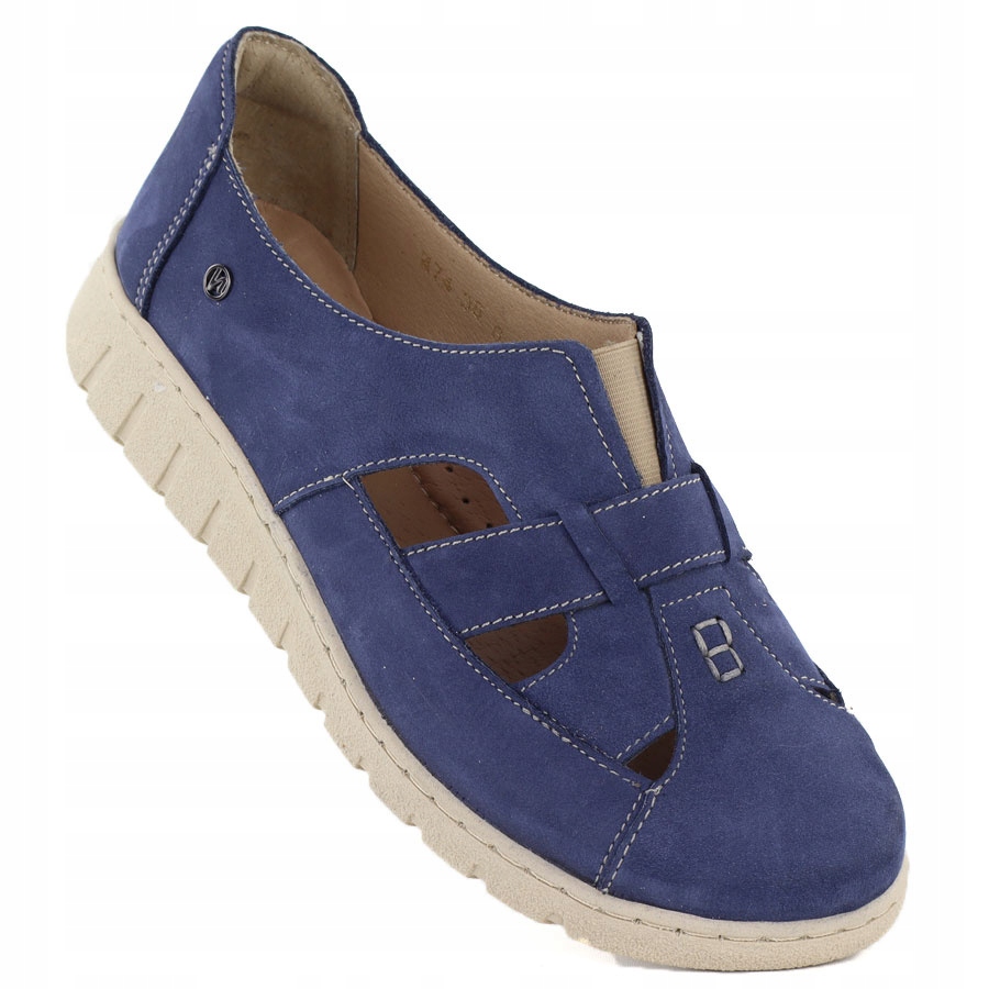 Dámské pohodlné kožené polobotky modré barvy Helios 474 39