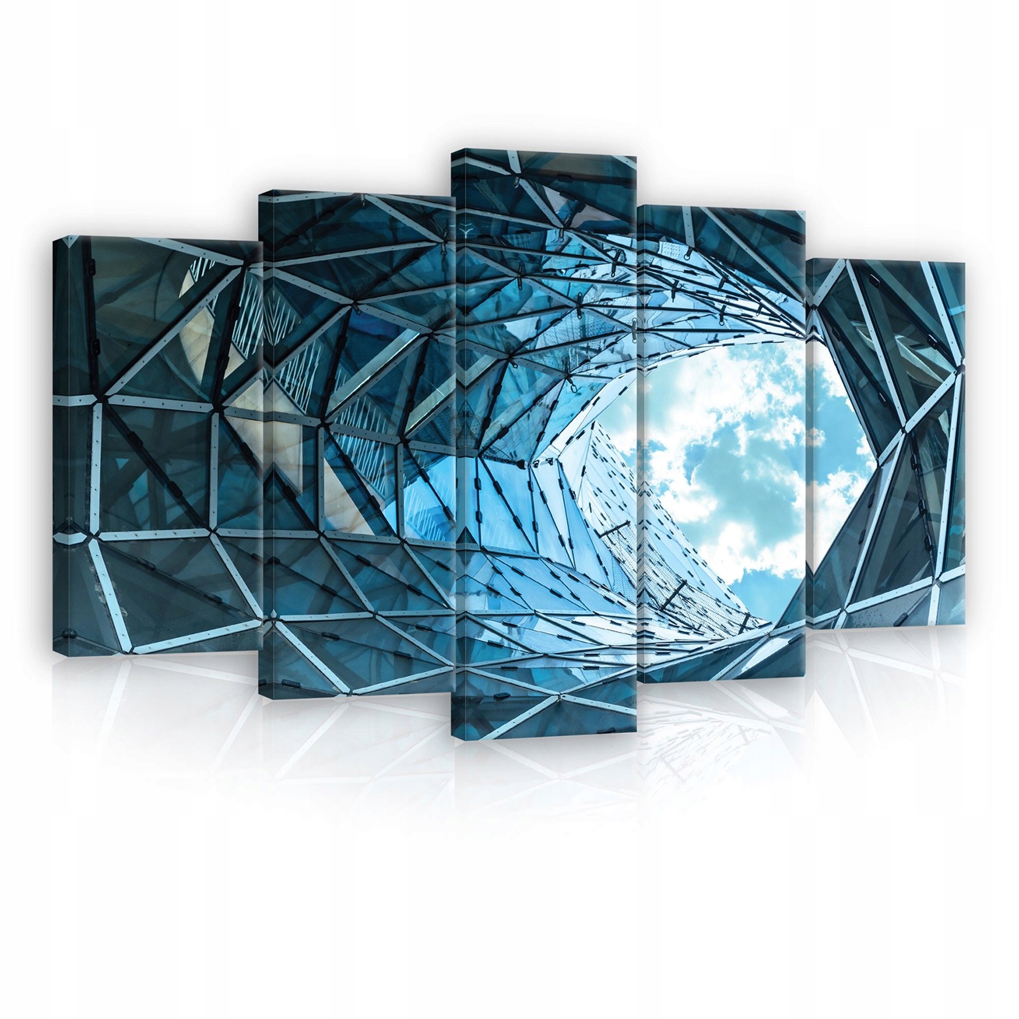 Obraz 100x60 Architektura Sklo Kov geometrie Obloha Mraky Futurismus