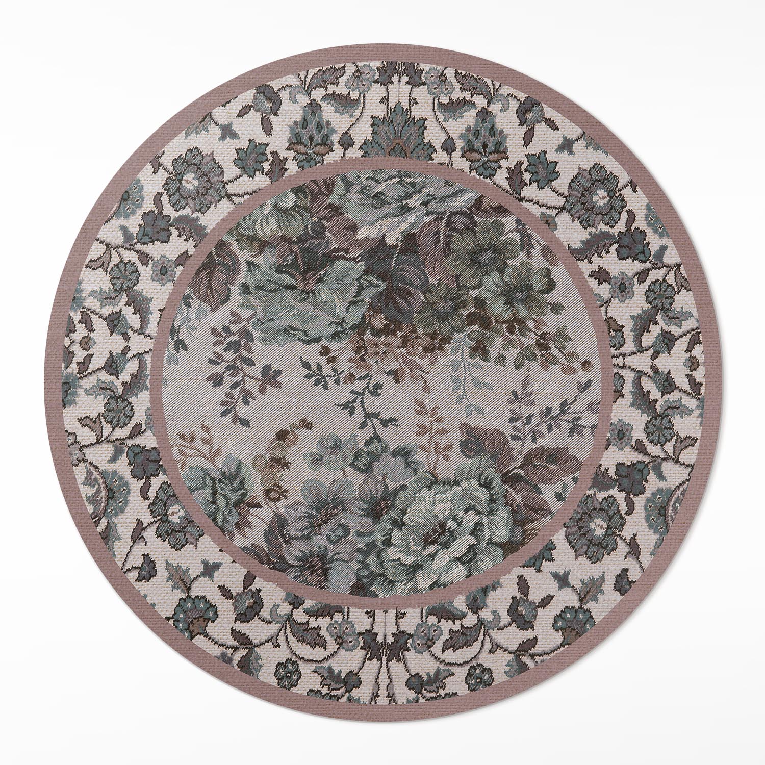 Dekoratívny okrúhly vinylový koberec Loftový Ozdobné kvety na tkanine ⌀ 120 cm