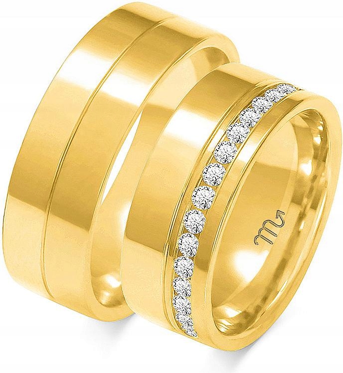 Zlaté snubní prsteny pro svatební pár 585, rok 23 24 25, výjimečná zlatá kolekce