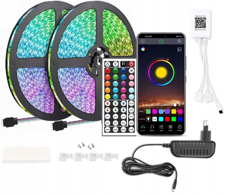 

Ledy Sterowane Na Bluetooth 15METRÓW Pilot RGB5050