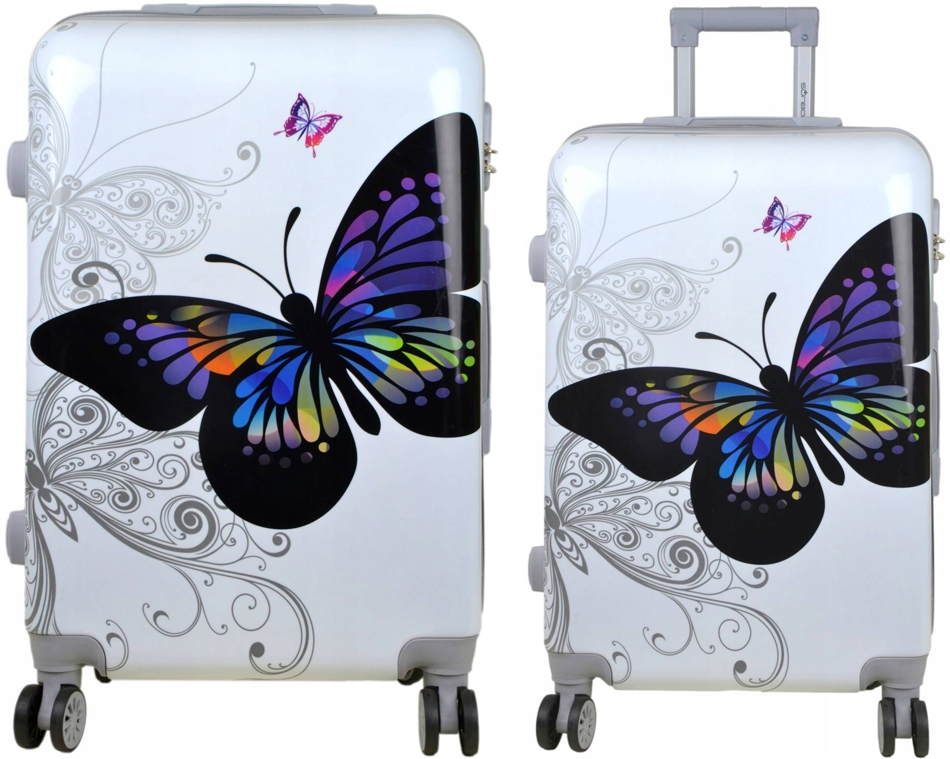 Średnia walizka podróżna firmy SunBag model biały motyl