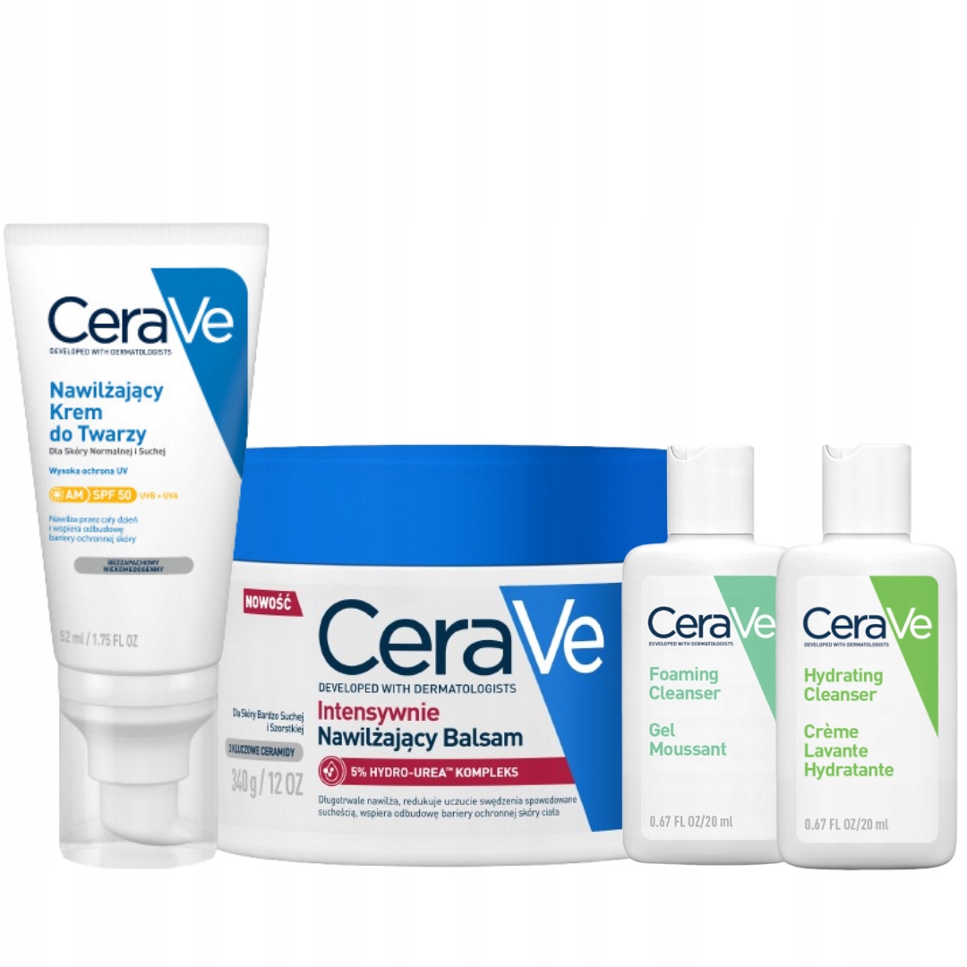 CeraVe Intensywnie nawilżający balsam, Krem do twarzy z Spf 50 52ml+GRATIS