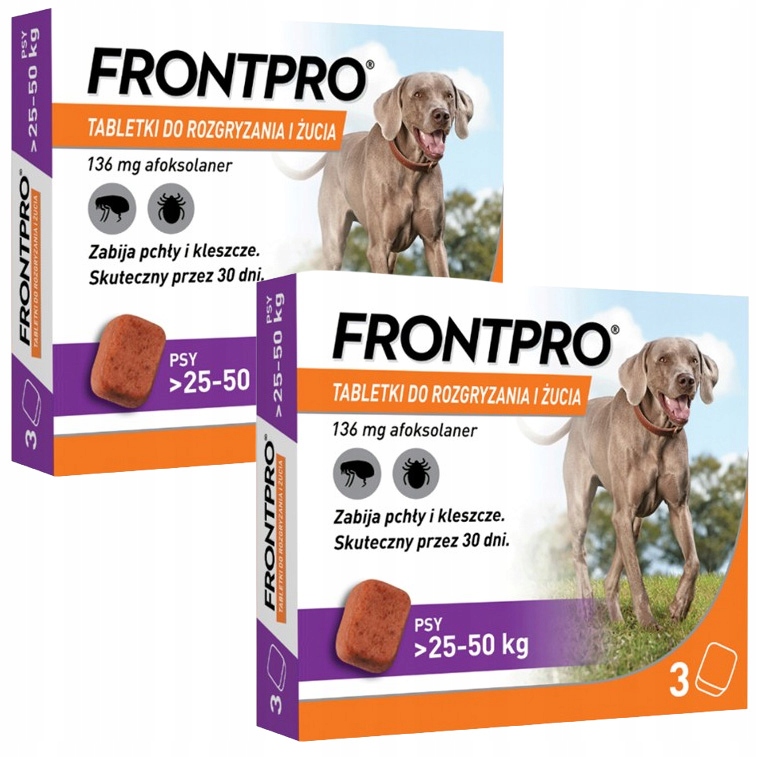 Frontpro Tabletki Dla Psa Na Pchły I Kleszcze 25-50kg 2 Opakowania