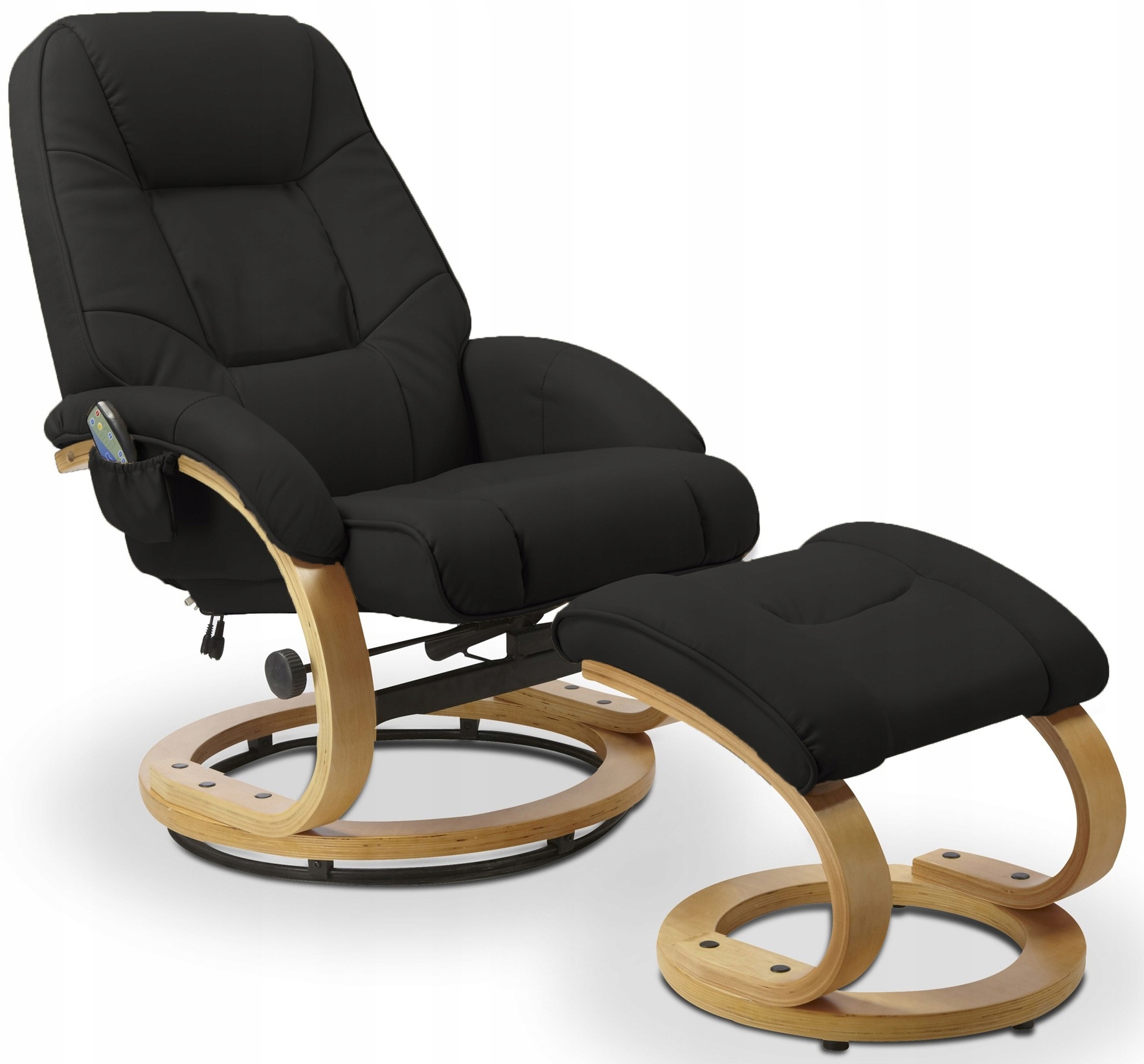 CZARNY fotel ROZKŁADANY MATADOR +MASAŻ +OGRZEWANIE