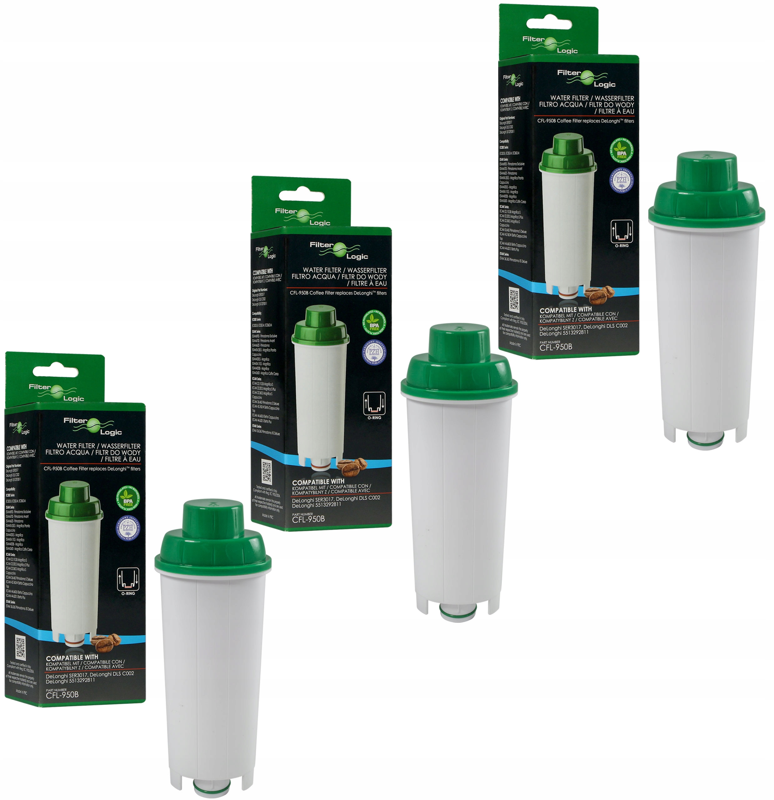 3x Filtr CFL-950B FilterLogic wody do ekspresu Delonghi zamiennik DLSC002