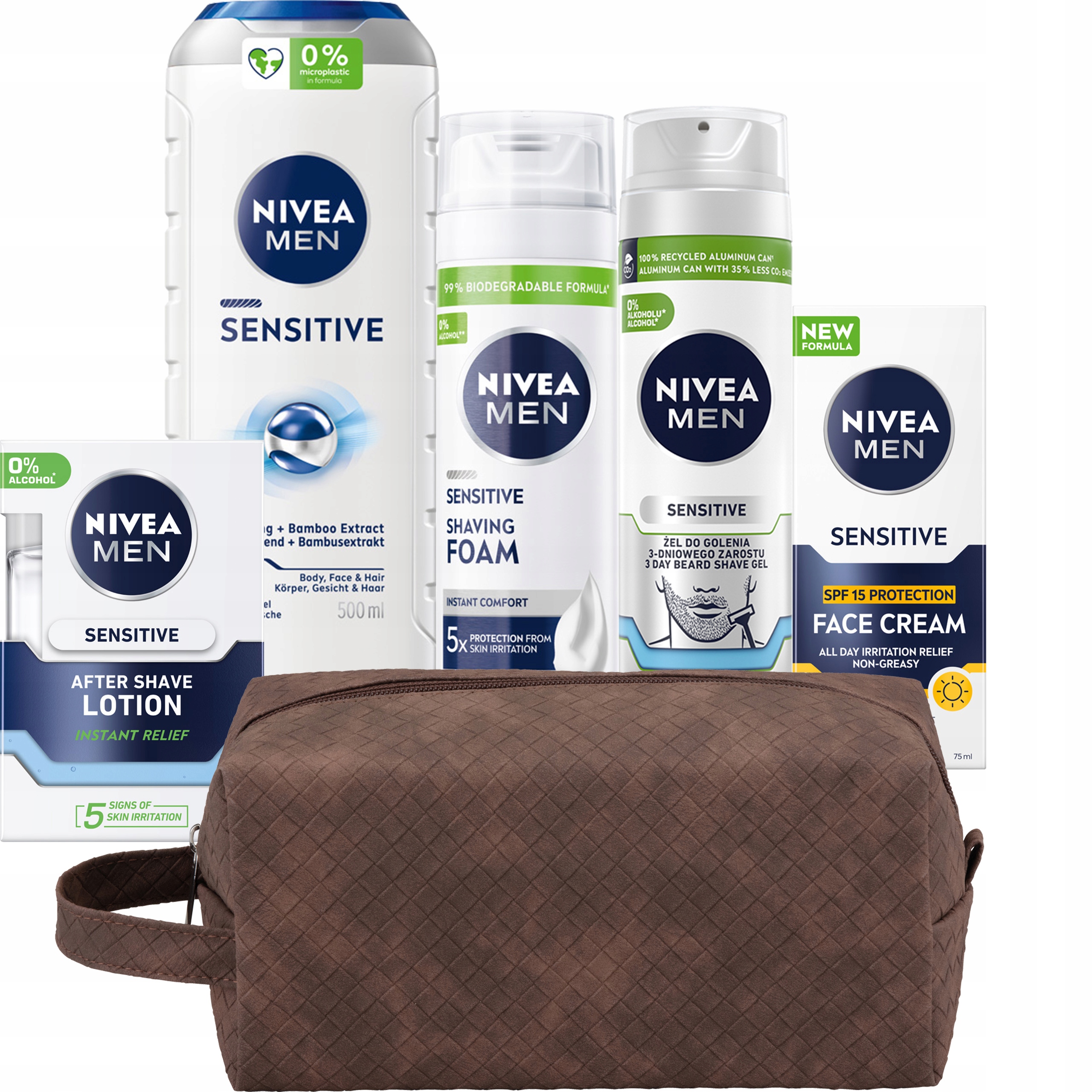 Nivea Men Sensitive Zklidňující sada pro muže gel, pěna, krém, voda