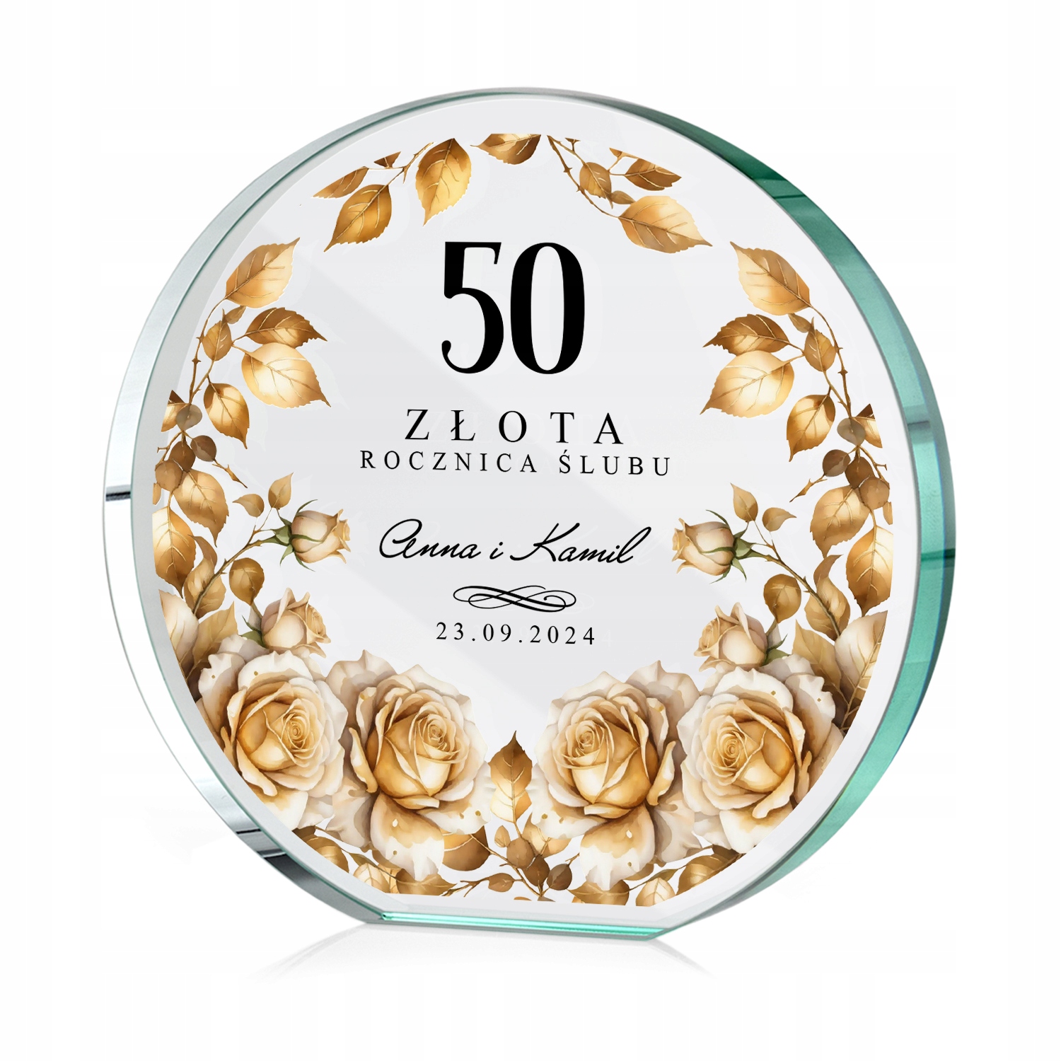 Statuetka Szklana na 50 Rocznicę Ślubu Rodziców Dziadków