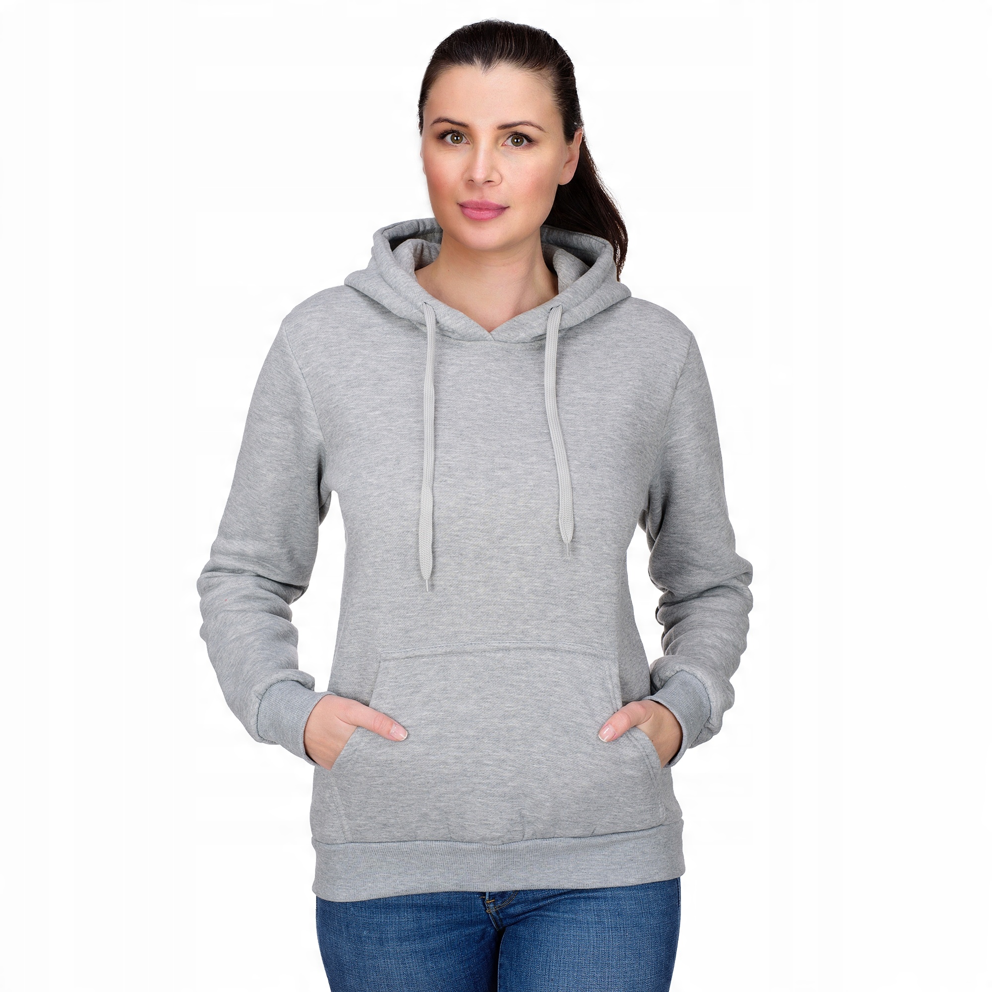 

D02 r. XL Gładka Bluza Damska Z Kapturem Bawełna