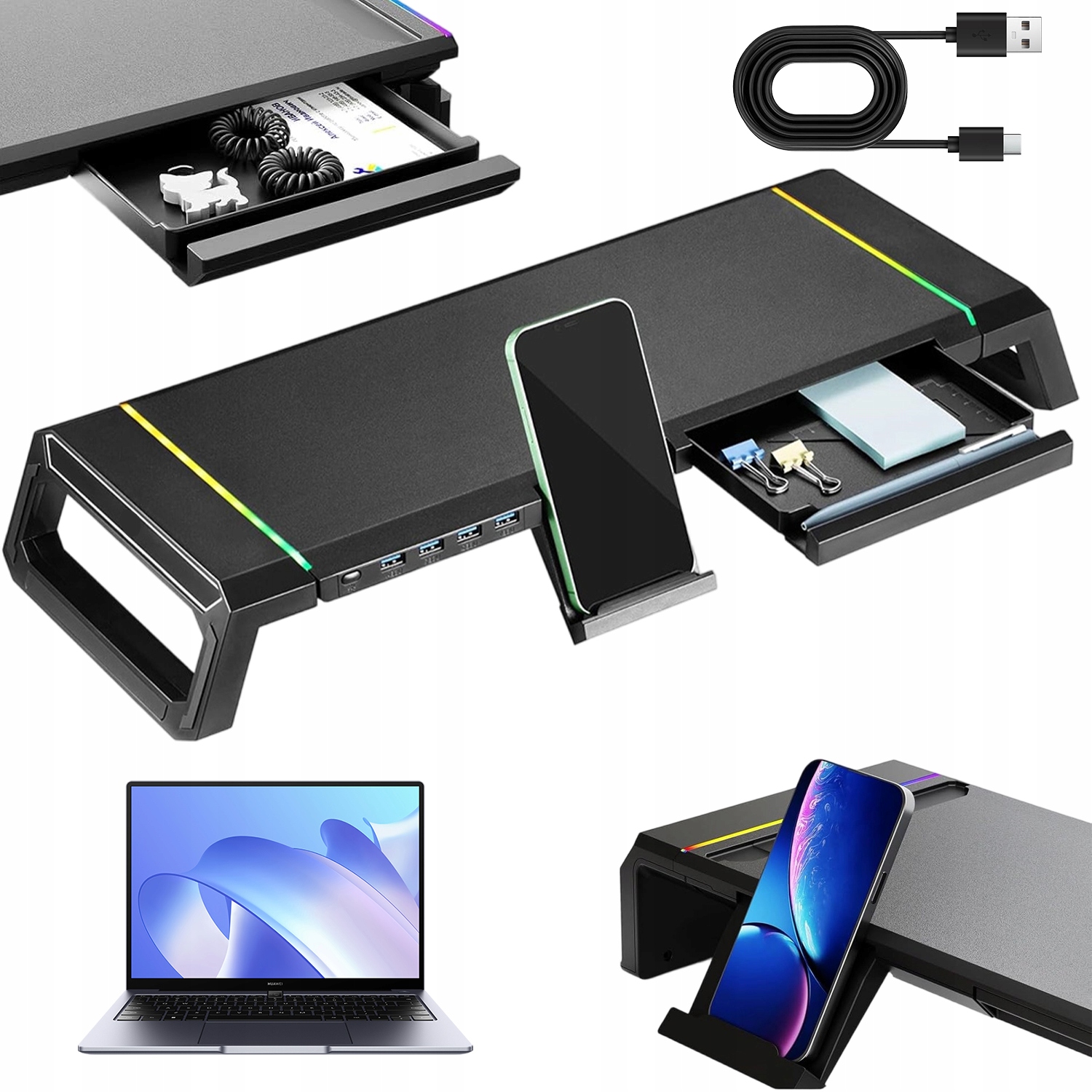 Podstawka Pod Monitor Nadstawka Na Biurko Łatwy Montaż Z Rgb