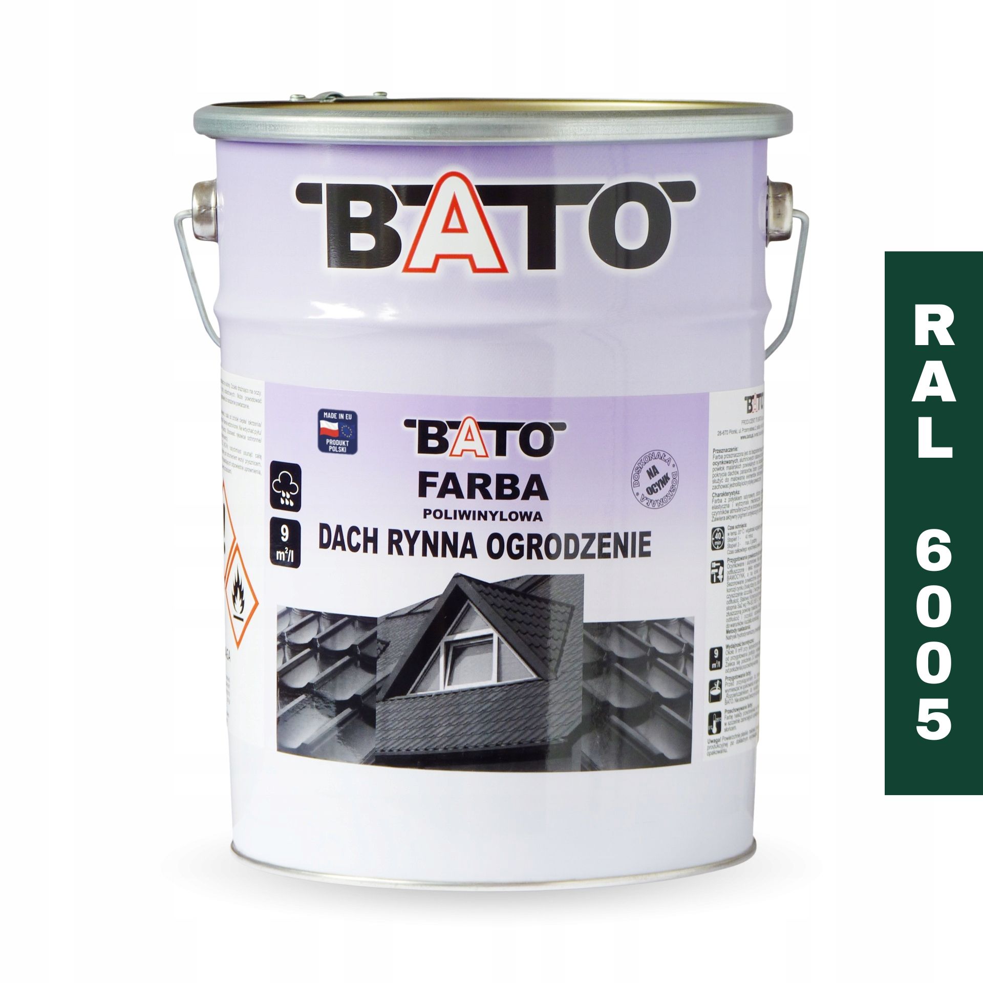 Barva na střechu pozink hliník Plast Ral 6005 Zelená Tmavá 5L Bato
