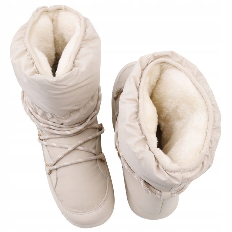 ŚNIEGOWCE DAMSKIE MOCNO OCIEPLANE BOTKI BUTY ZIMOWE PLATFORMA CIEPŁE BEŻOWE Marka inna