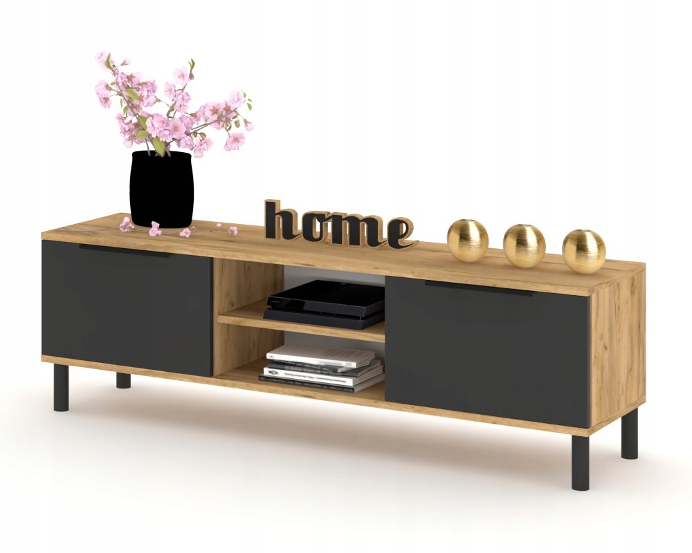 Rtv skříňka Komoda do obývacího pokoje Stojící police King Dub Craft Černá Mat 100