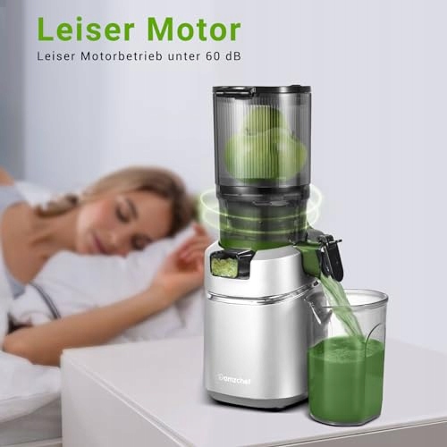 AMZCHEF Wolnoobrotowy Wyciskarka 250W 135MM Do Warzyw i Owoców 1,8L Srebrna — miniatura 9