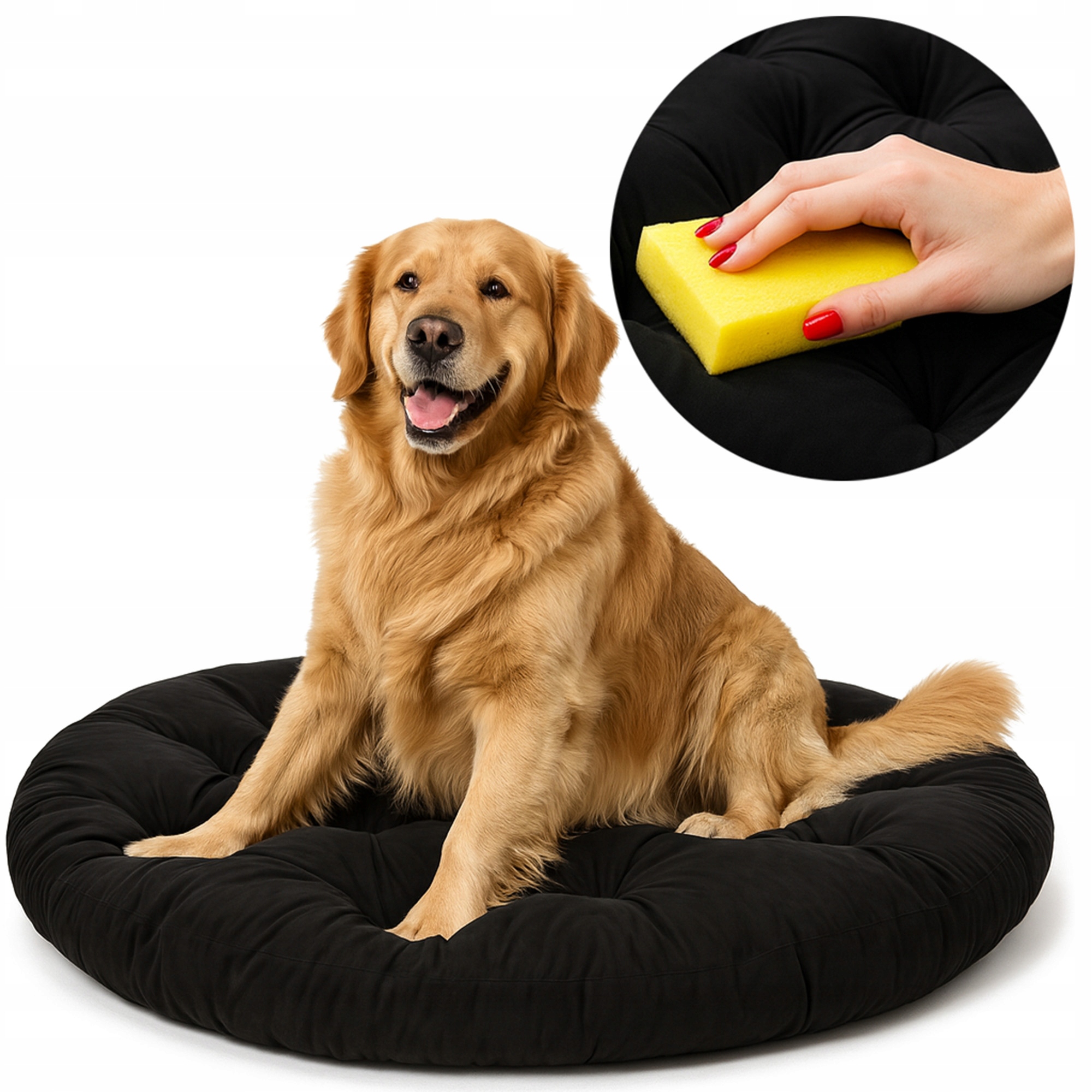 Levně Pelíšek pro psa poduška Sametové pohodlné potah polštář Kokon Černý