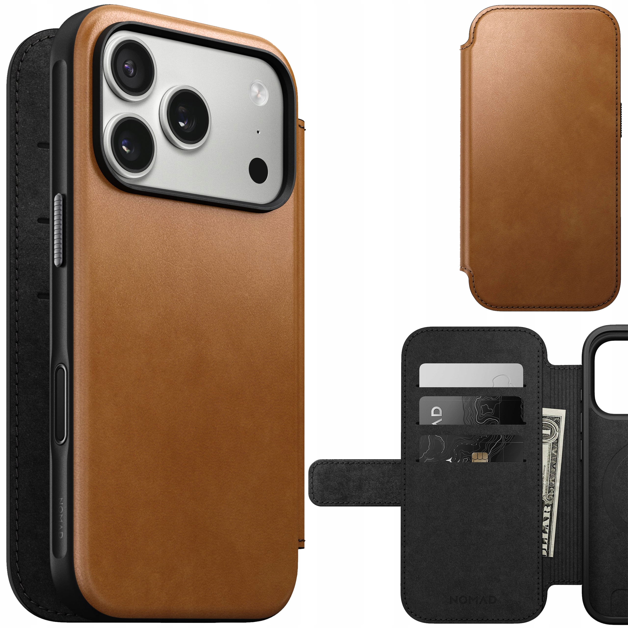 Nomad Modern Leather Folio Case Pouzdro kožené s MagSafe pro iPhone 17 Pro