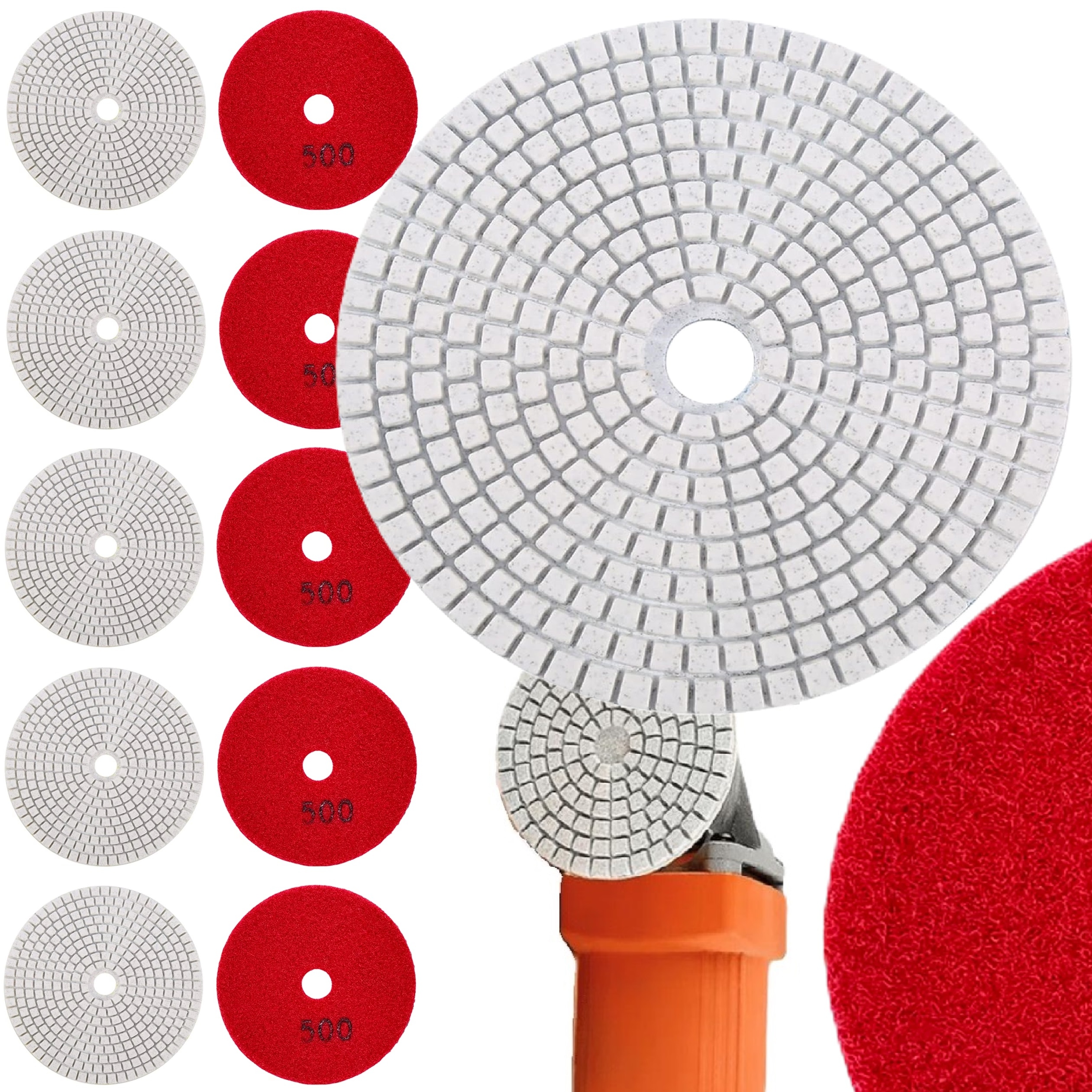 Diamantový Kotouč Leštící pro broušení Slinuté Dlažby Dlaždice Rzep 80 mm G500 10 Ks