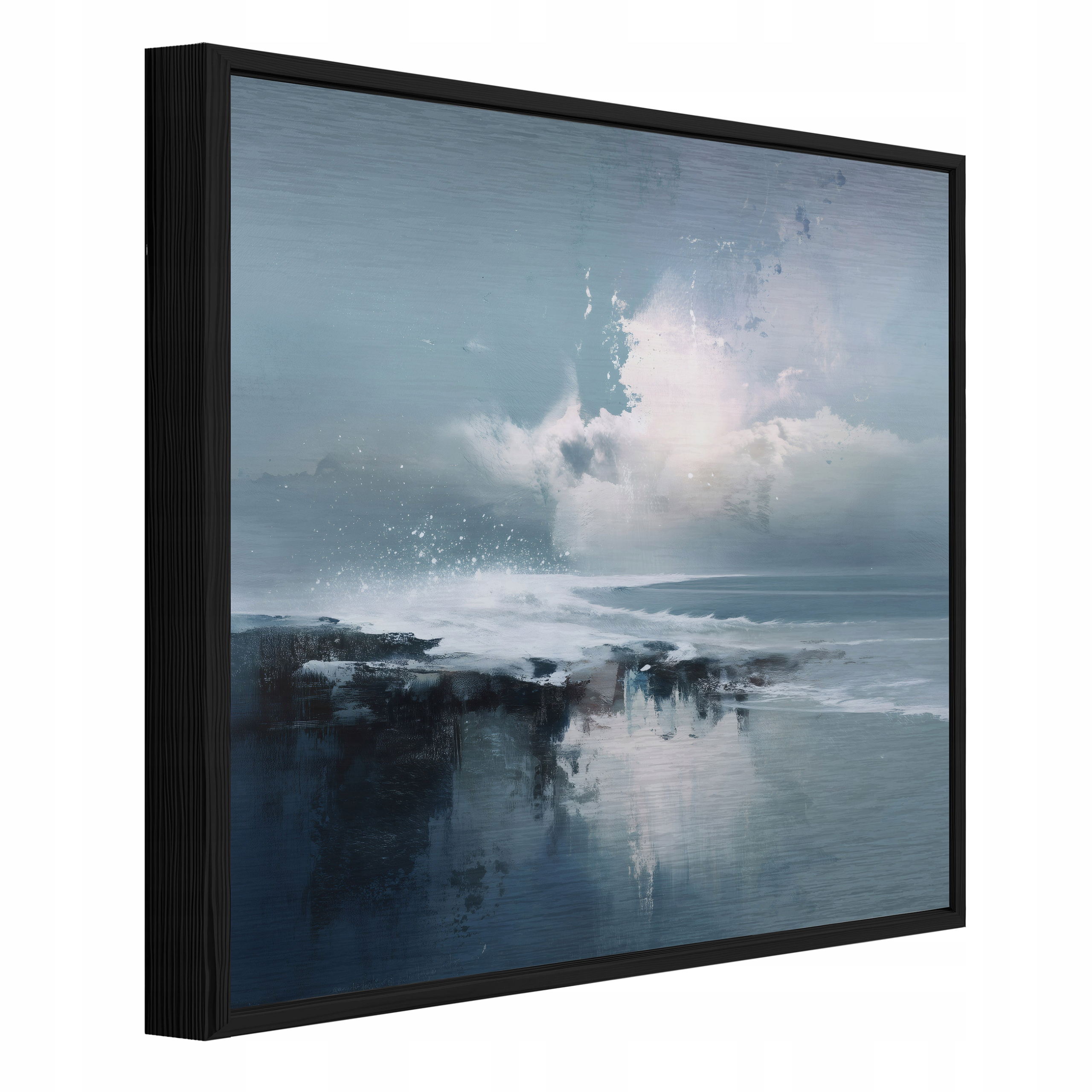 Obraz V Čiernom Ráme Kovová Abstrakcia More Loft Obývacia Izba Spálňa 80x80