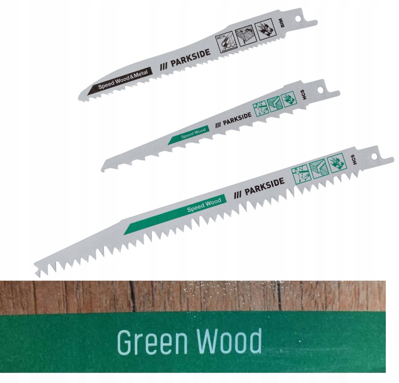 PARKSIDE Brzeszczoty Piła szablasta lisi ogon Wood Zestaw 3 brzeszczotów