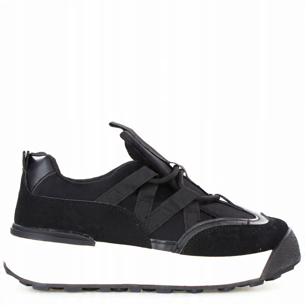 

Czarne Sneakersy Na Platformie Wiązane Zamsz 40