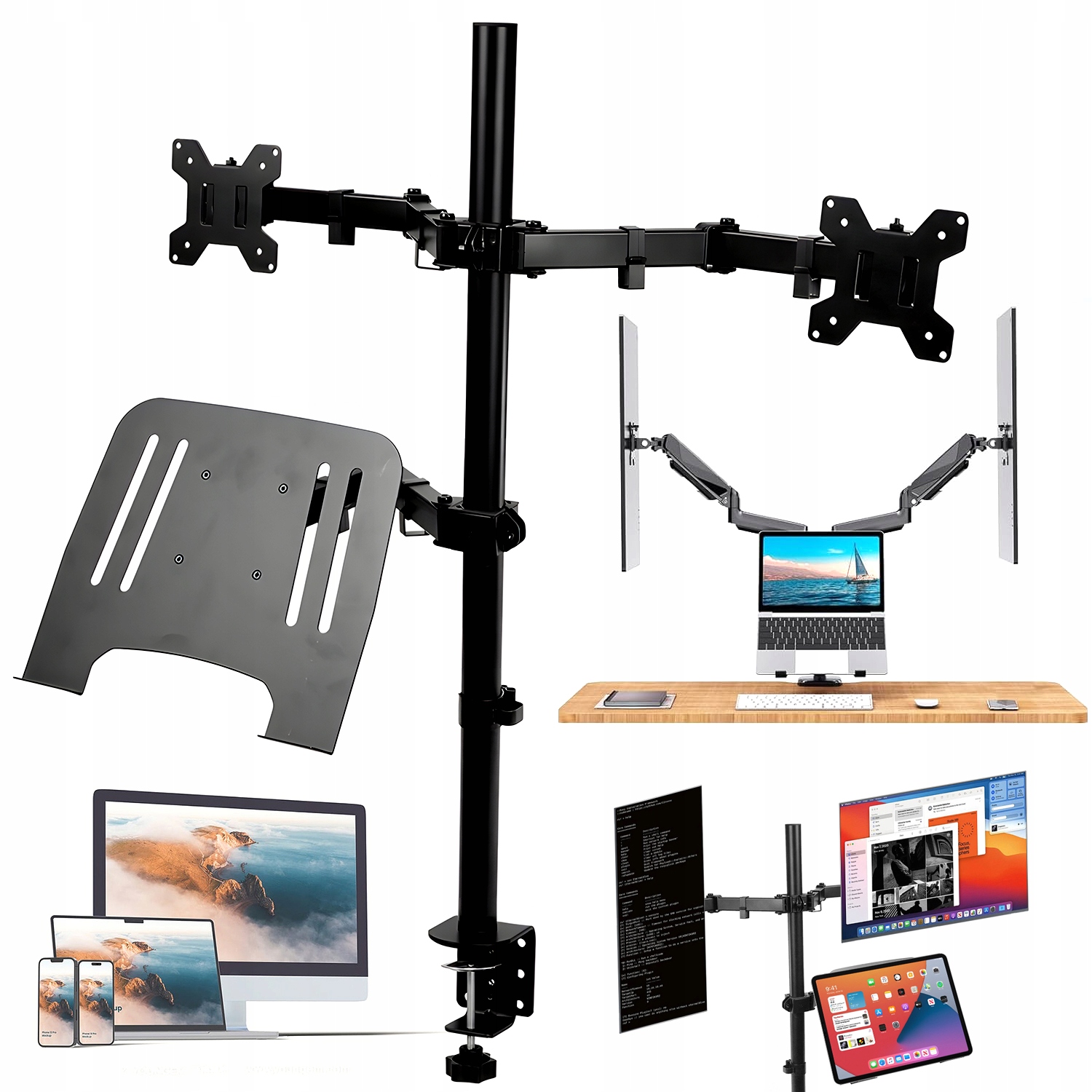 Držák Na Dva Monitory, Extra Silný, Nastavitelný, Univerzální, Stolní, 17-32''