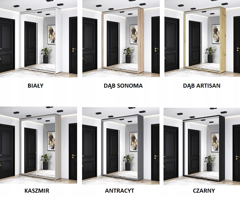 Szafa przesuwna VERA - 2 LUSTRO 130x242x45 WYSOKA Marka Raf Meble