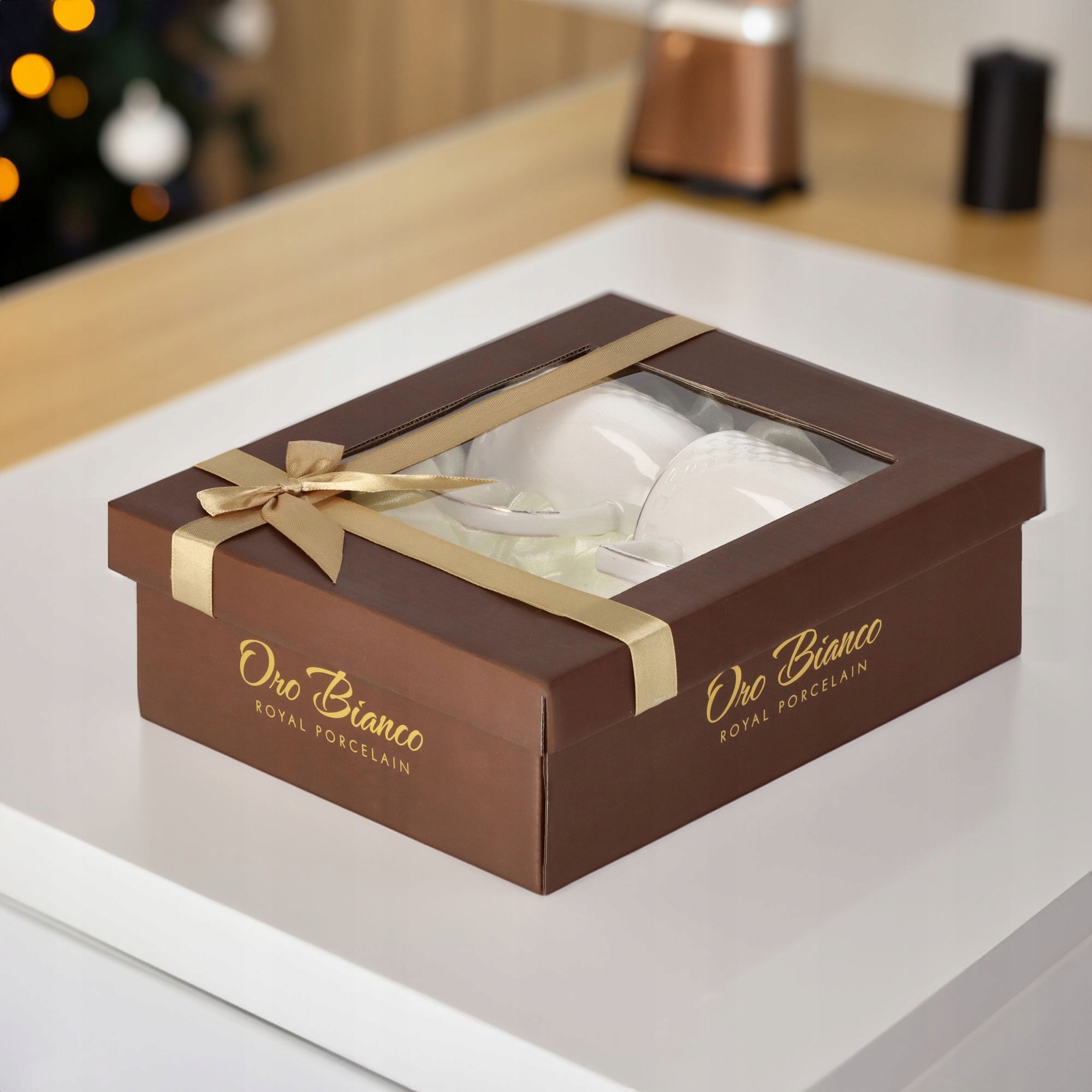 Filiżanki do kawy zestaw filiżanek 2+2 herbaty 240ml białe 10533 Kolor biały