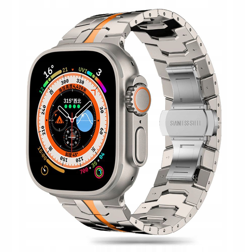 Techsuit Pasek Apple Watch Tytanowo-pomarańczowy