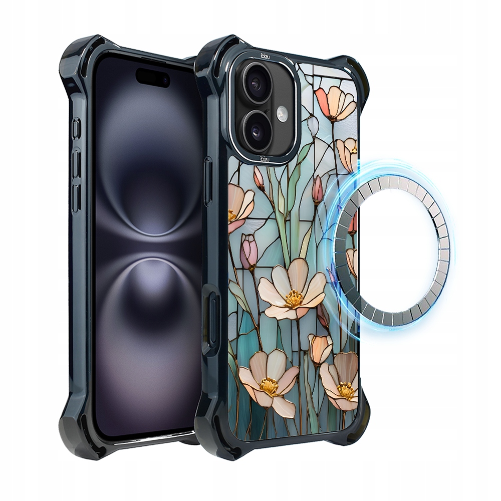 Pouzdro pro iPhone 16 Ibizu DropGuard Ultra s MagSafe, Šepot květin