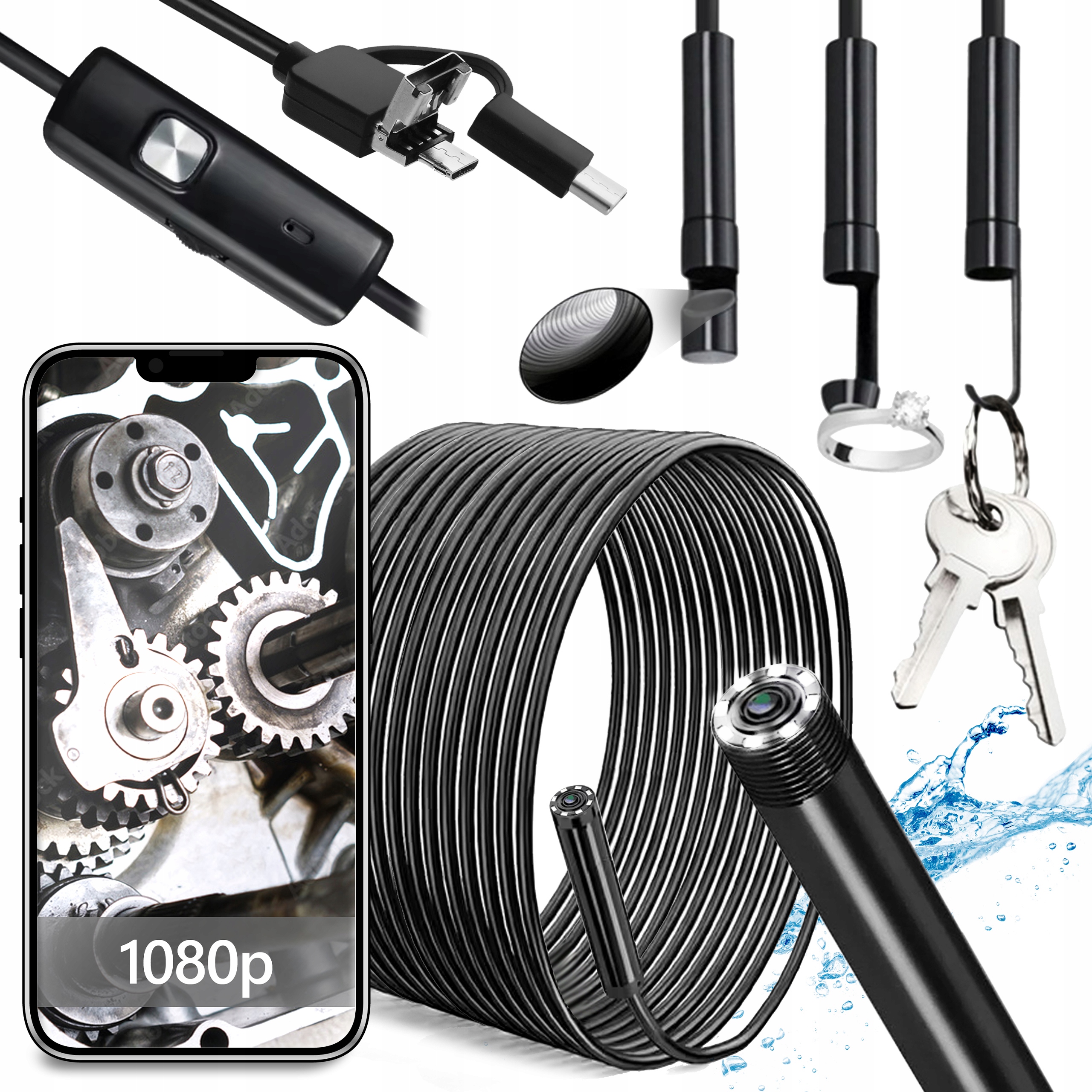 Kamera Endoskopowa Inspekcyjna 5M 3w1 do Pc Telefonu Android Full Hd