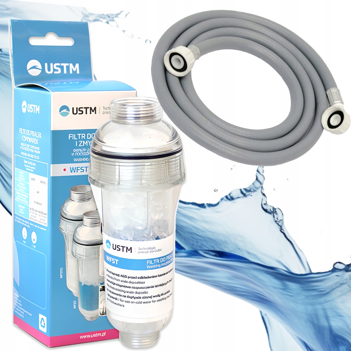Univerzální přívodní hadice 2,5 m vodní filtr pro pračku a myčku nádobí Ustm