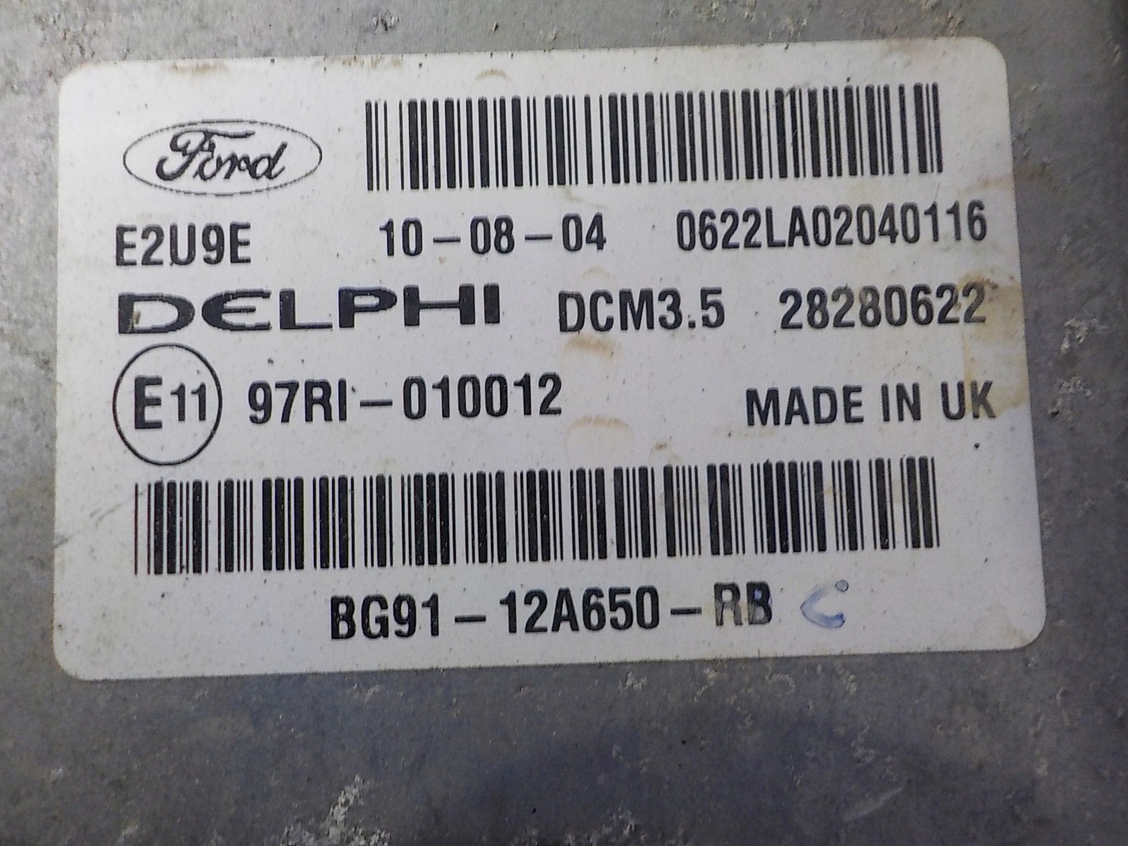 FORD MONDEO IV computer control unit BG91-12A650-RB 28280622