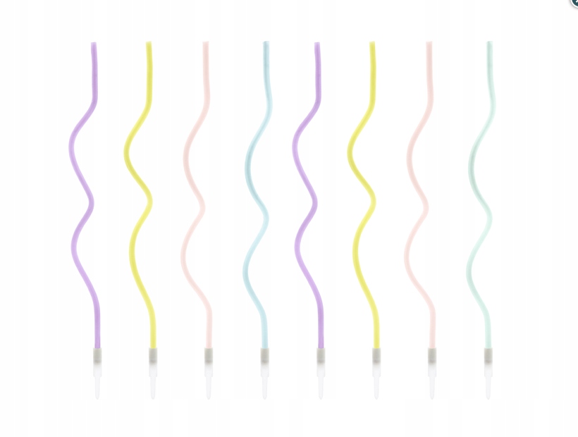 

Świeczki urodzinowe na tort zakręcone pastelowe