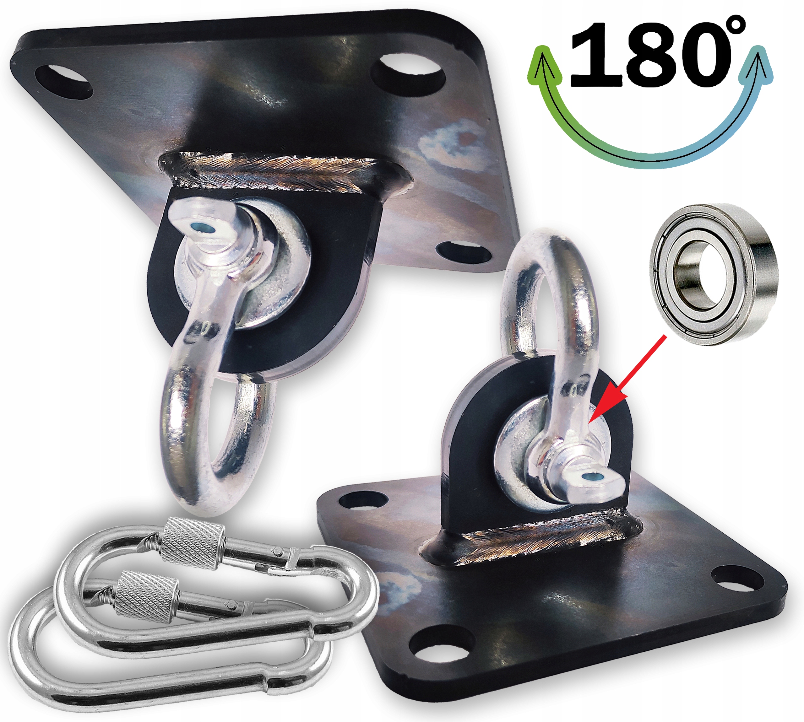 Mocowanie z Łożyskiem Czarny Ocynk Haki do hustawki Uchwyty montażowy