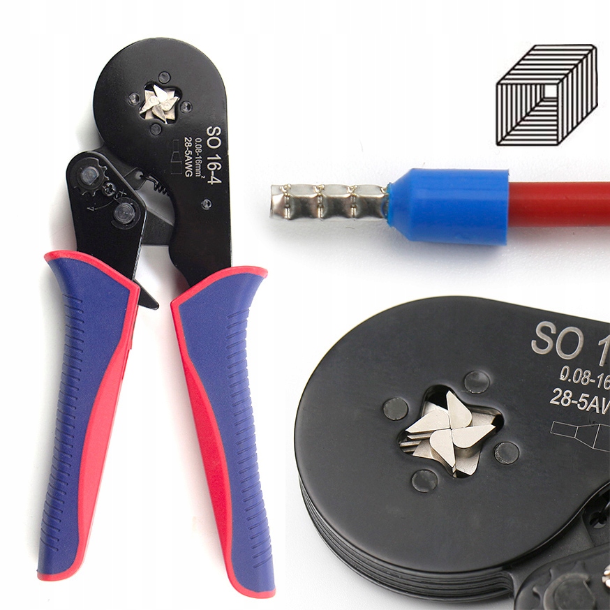 PRASKA TULEJEK KABLI KONEKTORÓW TULEJKI Kabli 0,08 mm² - 16 mm² SO16-4