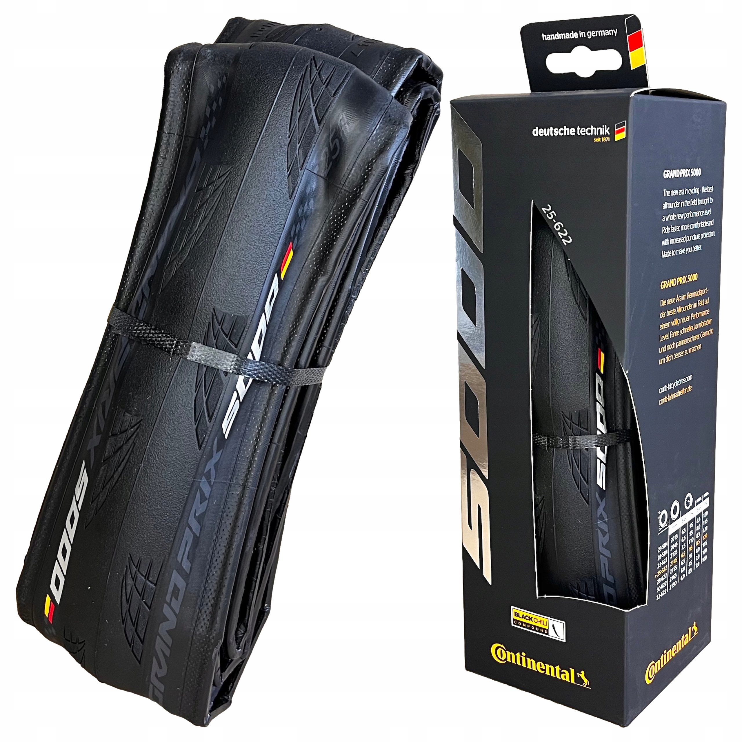 Opona Szosowa 28 Continental GP5000 25mm Czarna 700x25c Dętkowa Zwijana Box
