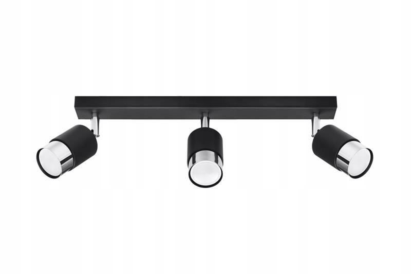 Kinkiet Nero 3 czarny/chrom Lampa regulowane chromowane przeguby salon