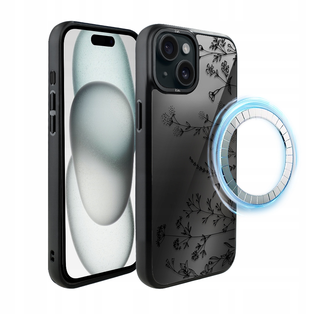 Pouzdro pro iPhone 15 Plus Ibizu DropGuard Matt s MagSafe, dotyk květin