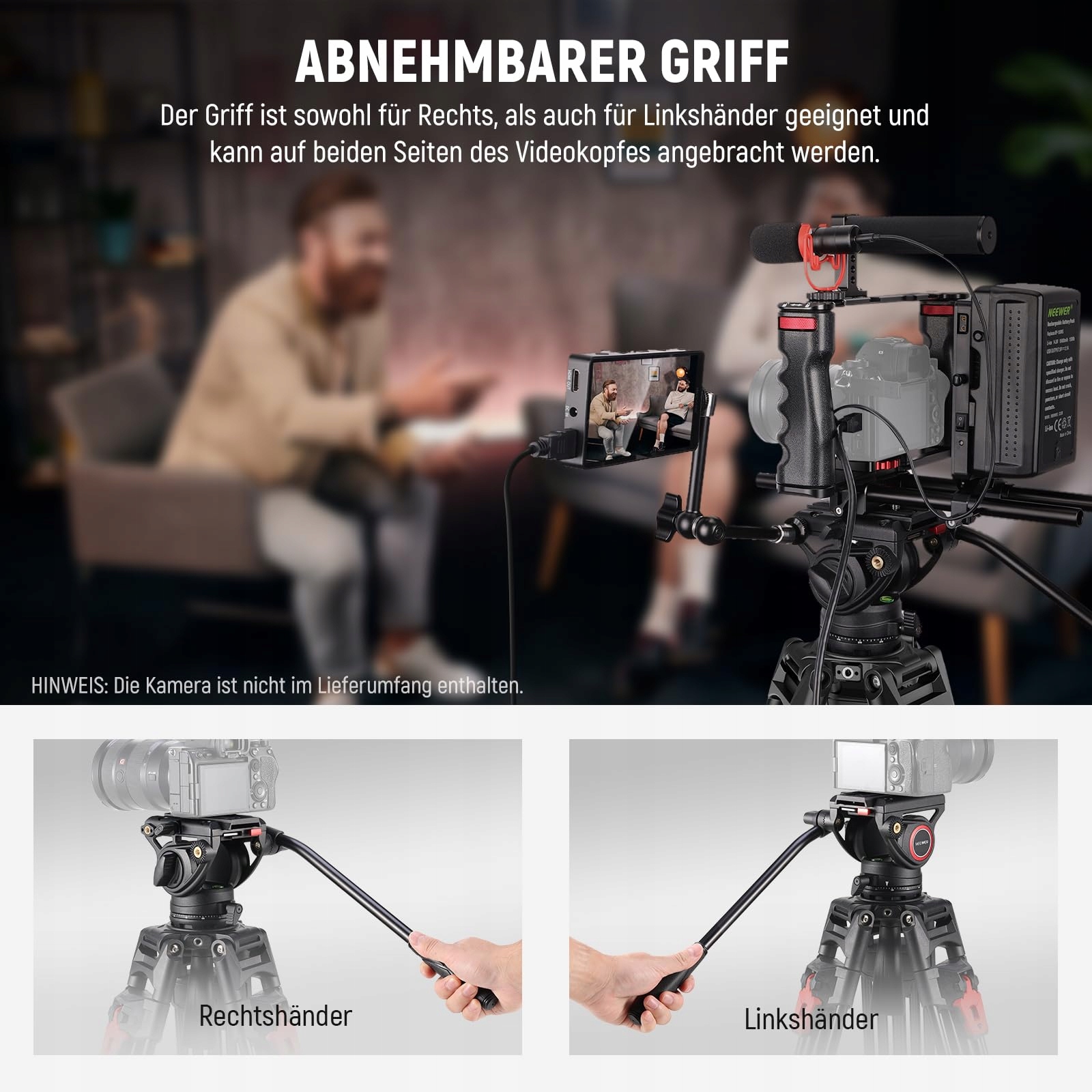 NEEWER Statyw Video Kamera 76" Aluminiowy z Głowicą Fluidową DSLR Camcorder — miniatura 7